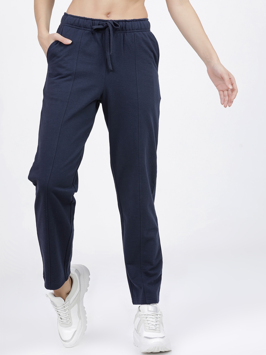 Tokyo Talkies Women Navy Blue Solid Track Pants