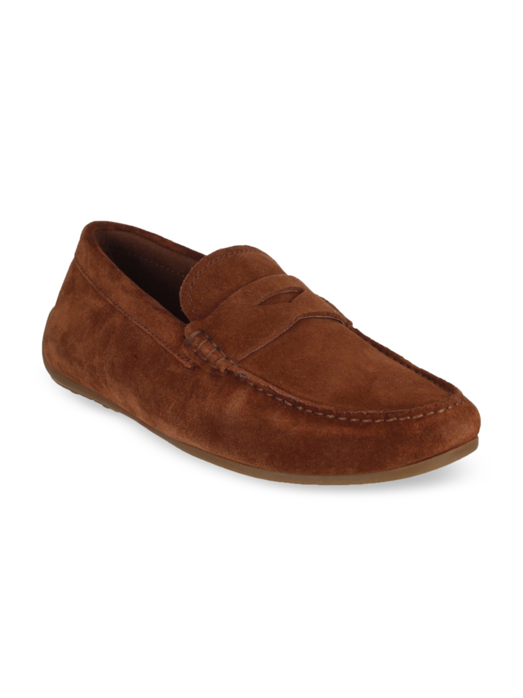 

Clarks Men Brown Solid Suede Penny Loafers