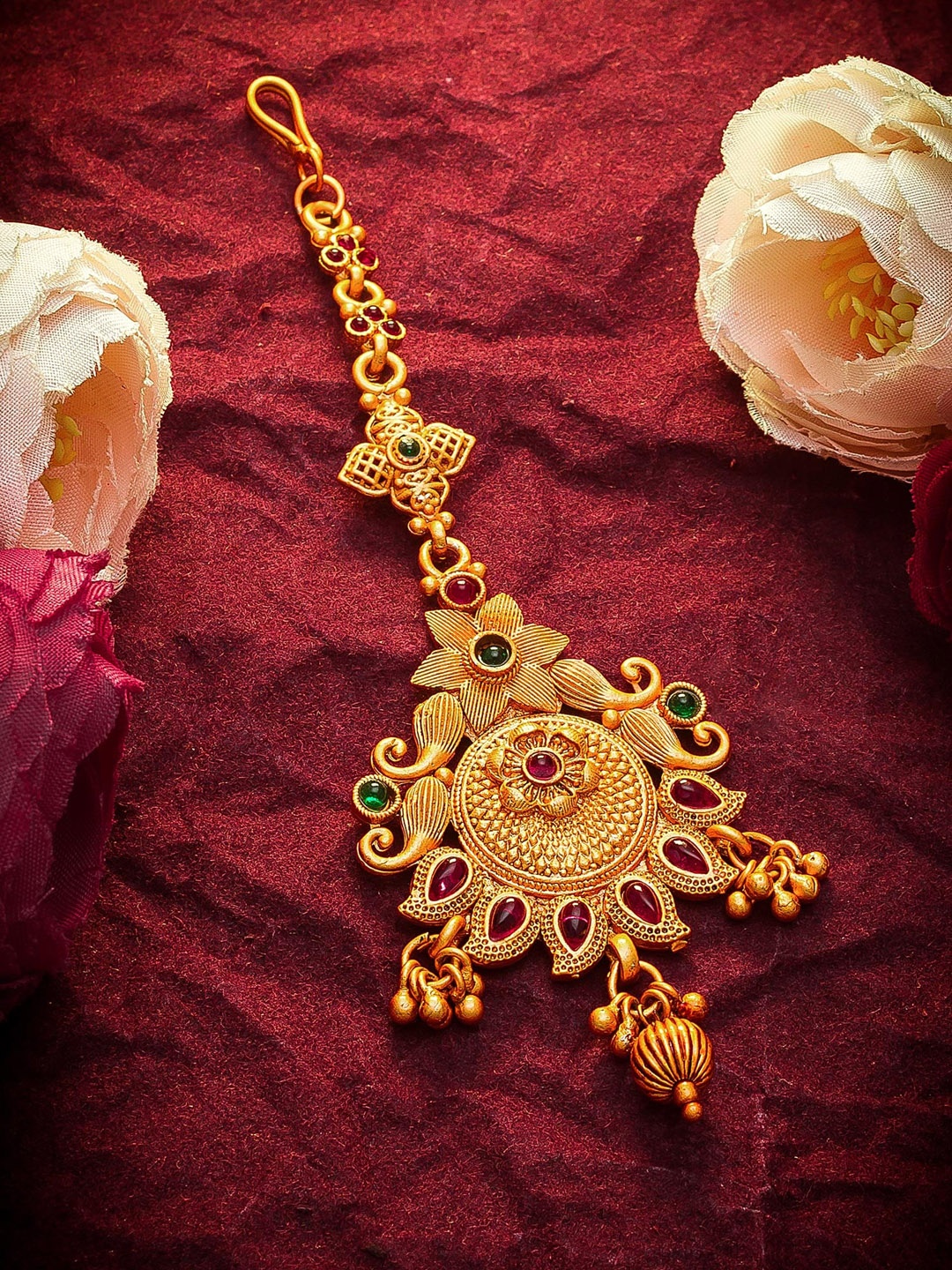 

Aadita Gold Toned American Diamond Maangtikka