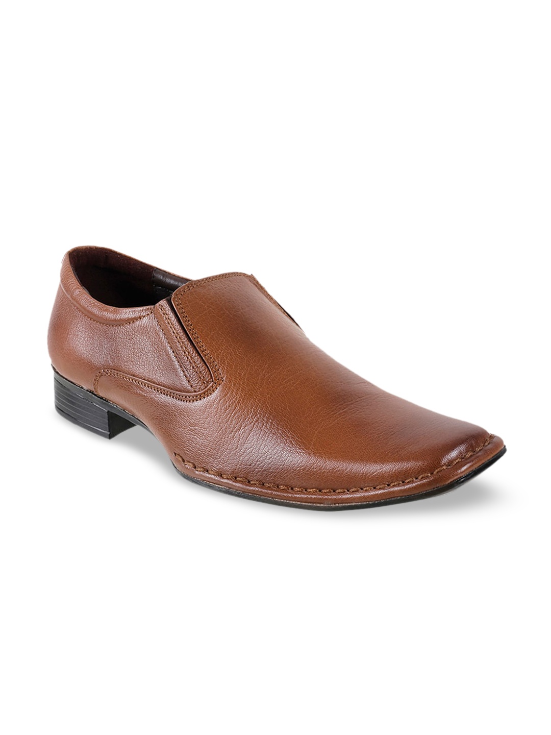

WALKWAY by Metro Men Tan Brown Textured Formal Slip-Ons
