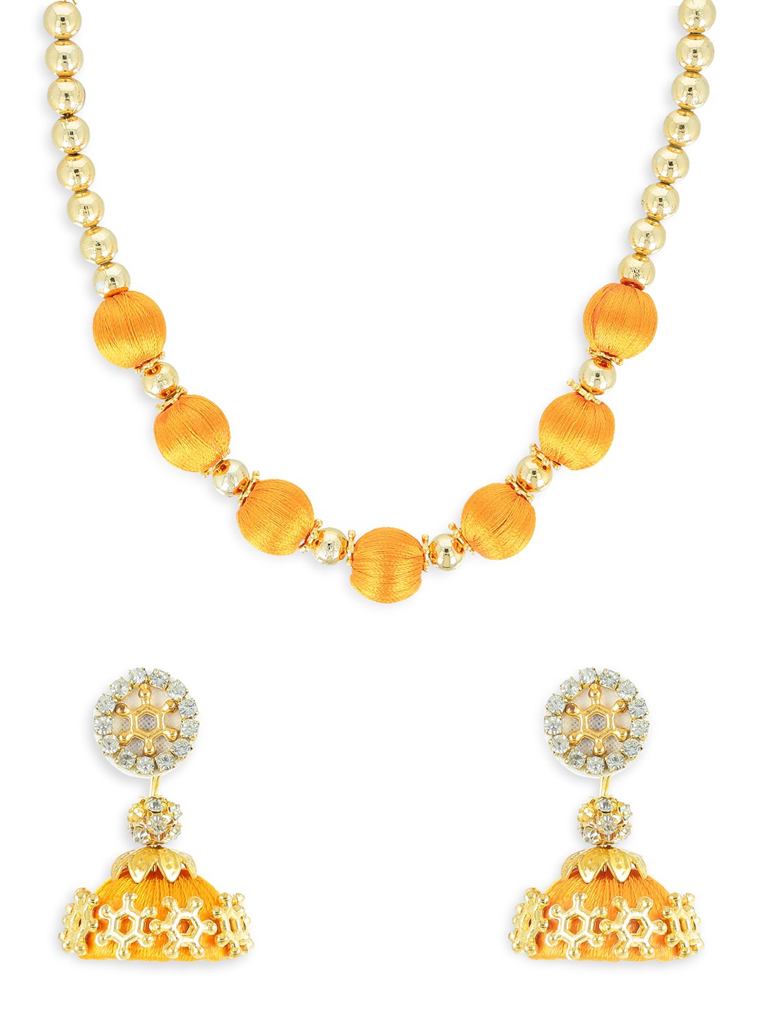 

AKSHARA Gold-Plated Yellow Beaded Handcrafted Jewellery Set
