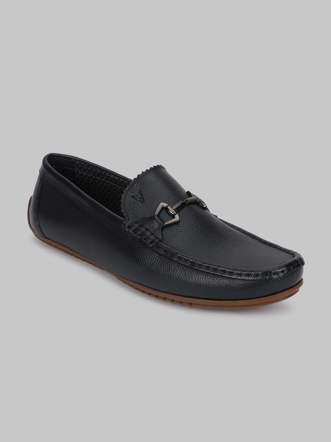 

V8 by Ruosh Men Navy Blue Textured Leather Loafers