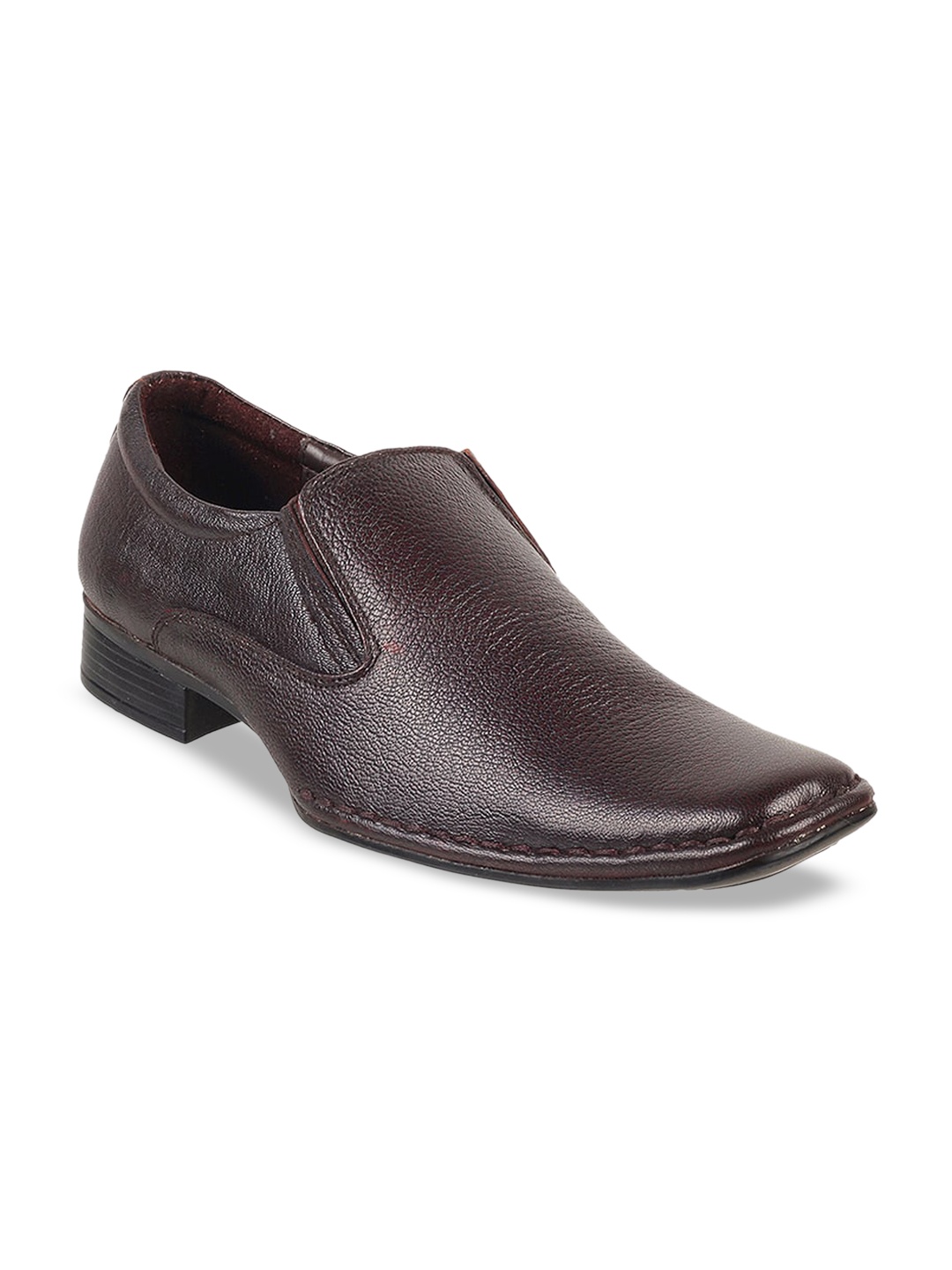 

WALKWAY by Metro Men Brown Textured Formal Slip-Ons