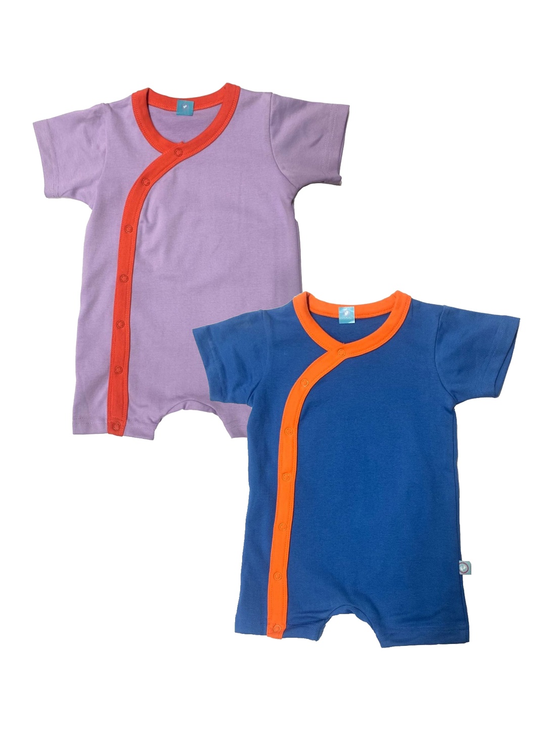 

cherrytoes Infant Kids Pack Of 2 Solid Pure Combed Cotton Sustainable Rompers, Lavender