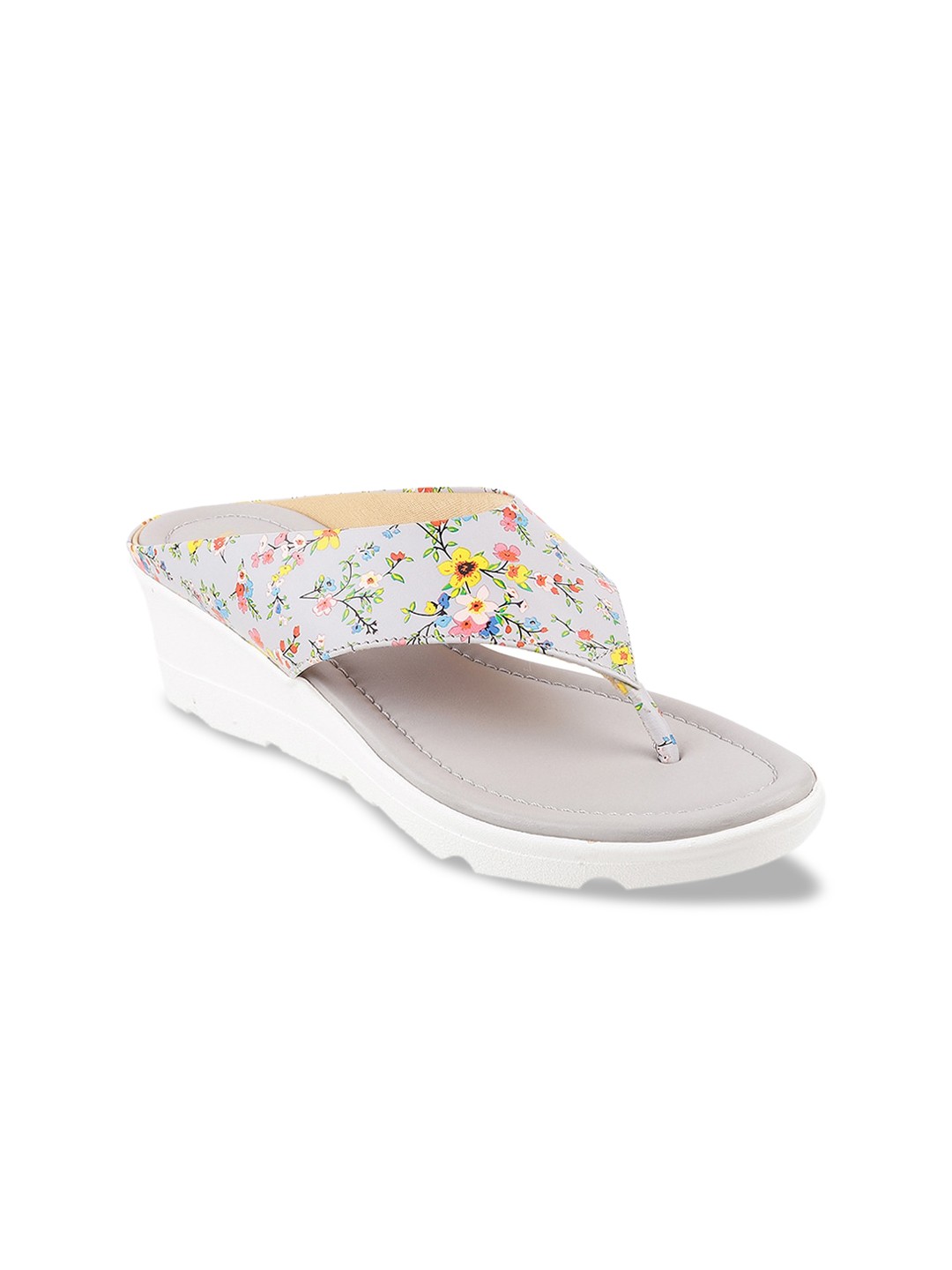 

WALKWAY by Metro Women Grey & Yellow Floral Print Wedges