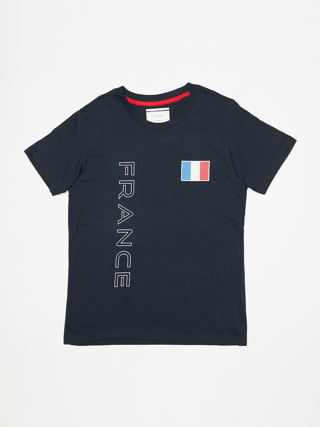 

Octave Boys Navy Blue Printed Round Neck Cotton Pure Cotton T-shirt