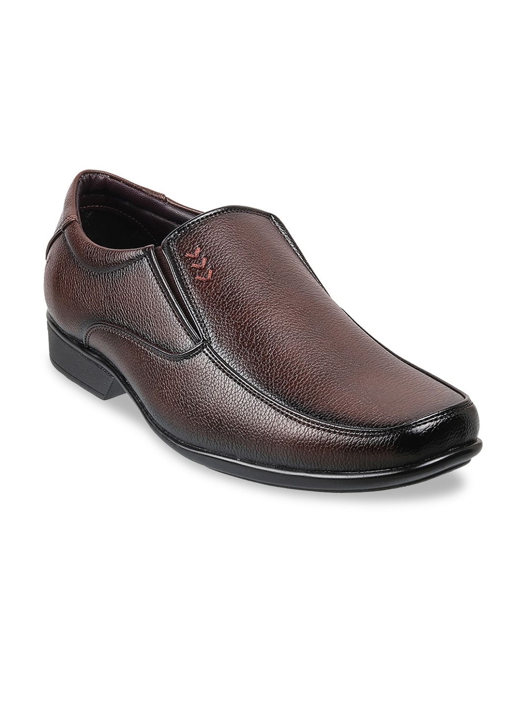 

WALKWAY by Metro Men Brown Textured Synthetic Formal Slip-Ons
