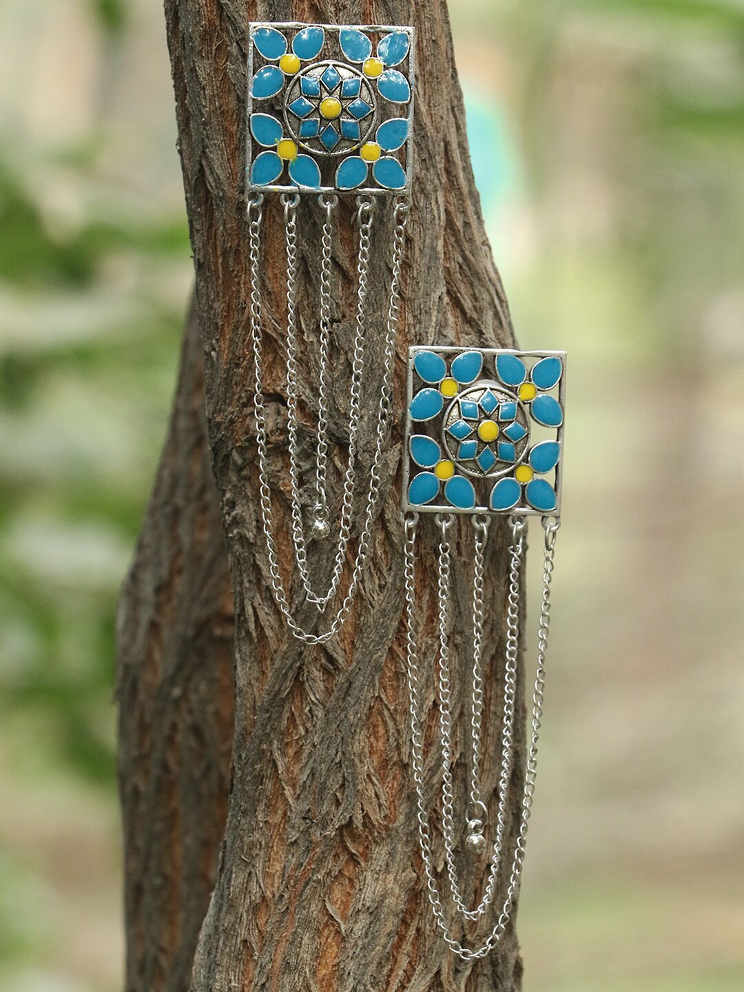 Adwitiya Collection Silver-Toned Contemporary Drop Earrings