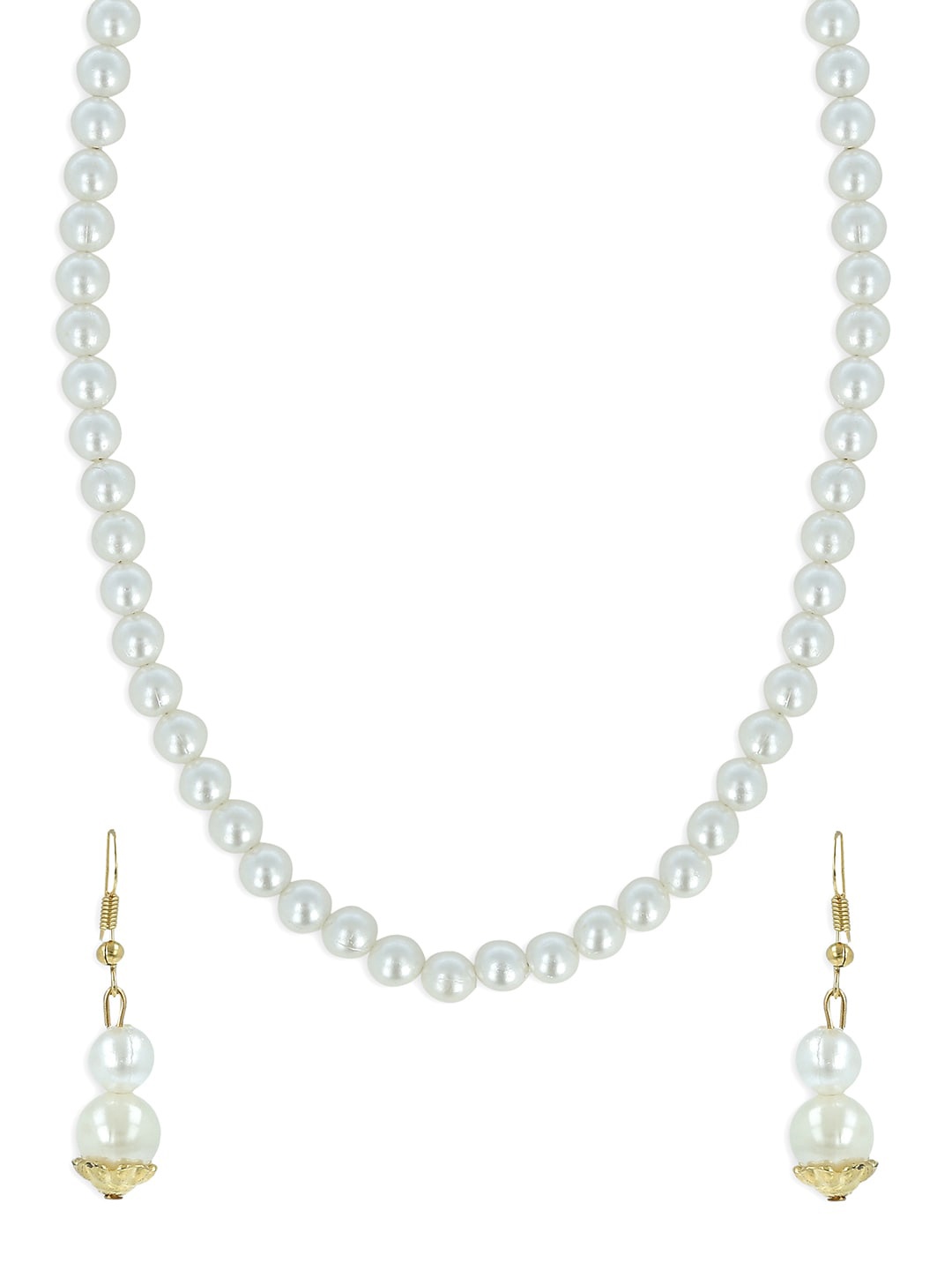 

AKSHARA Girls Gold-Plated White Beaded Handcrafted Jewellery Set
