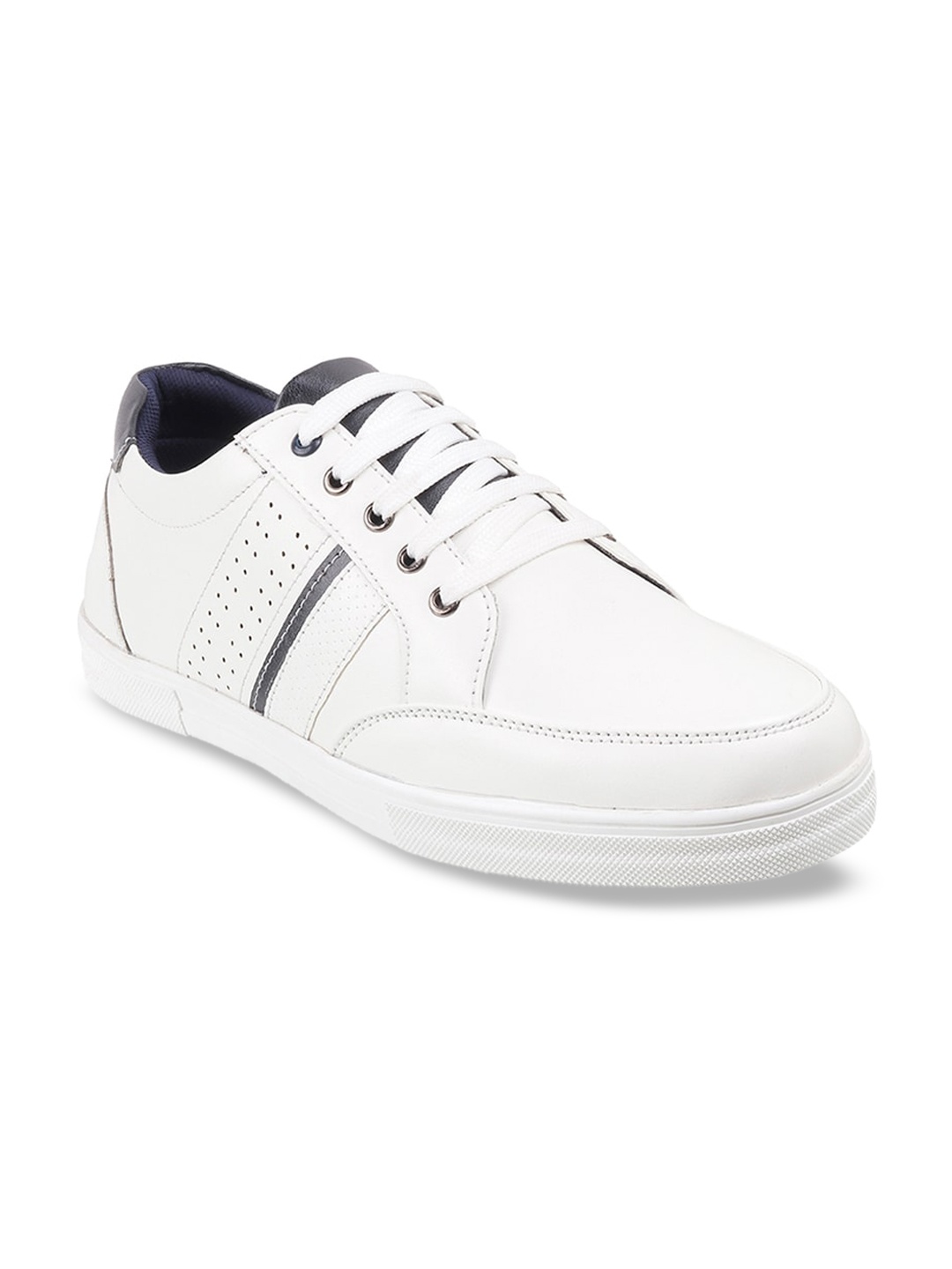 

WALKWAY by Metro Men White Solid Sneakers with Perforated Detail
