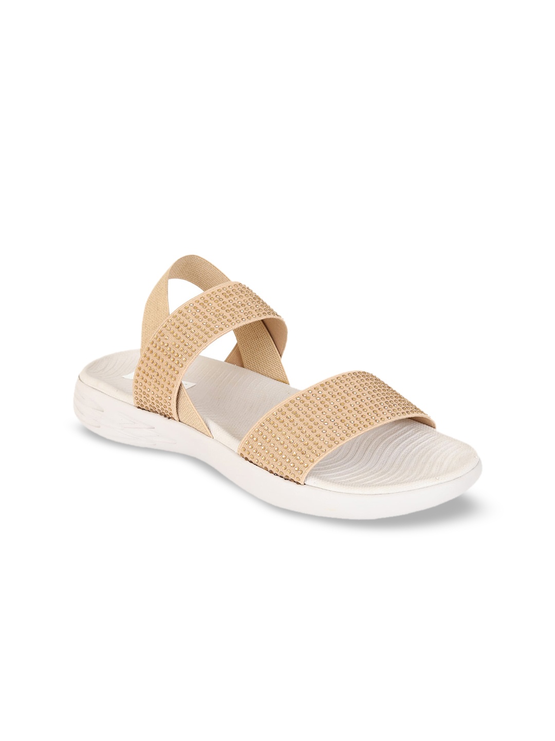 

Zyla Women Beige Embellished Open Toe Flats