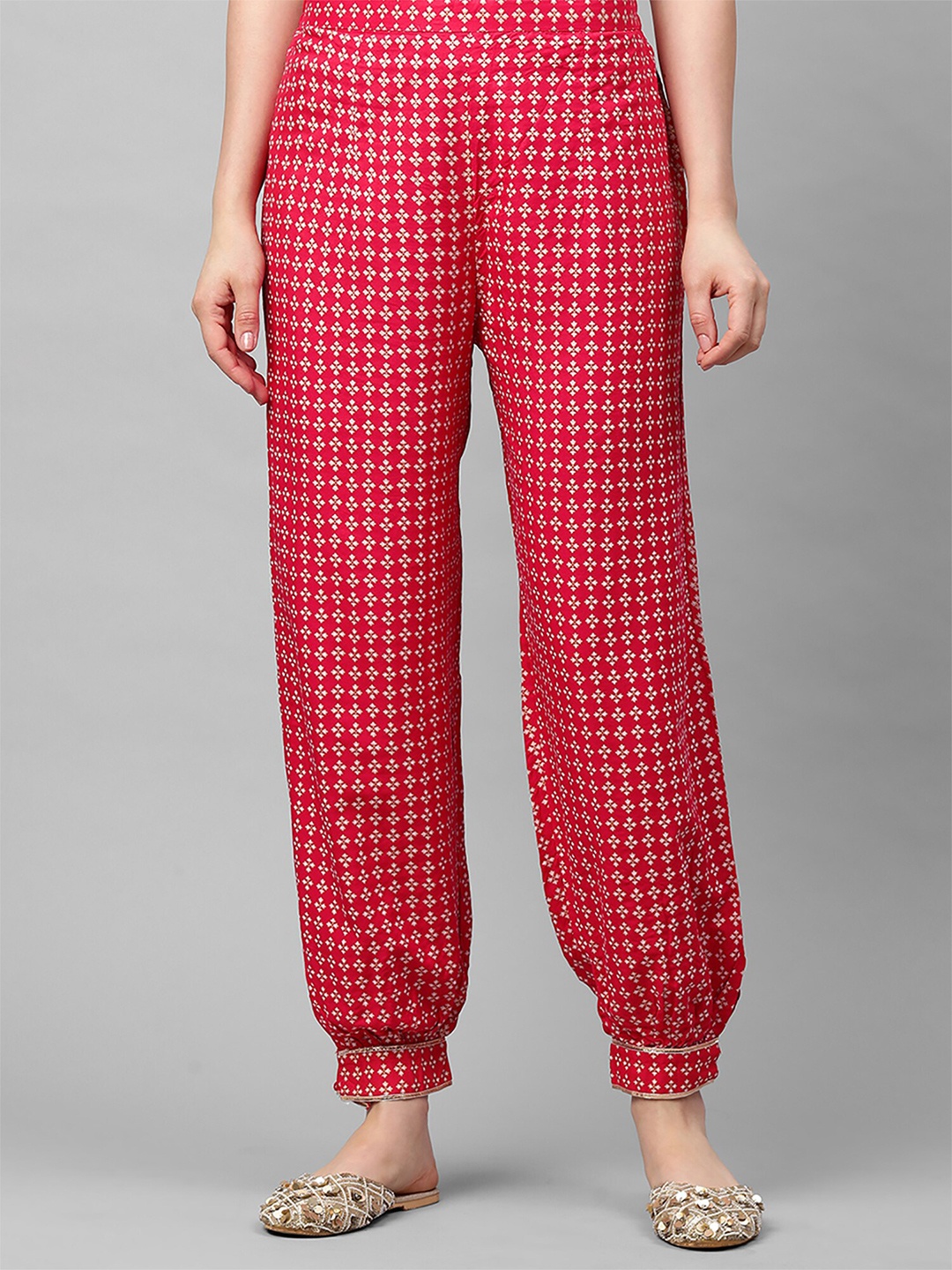 

Indo Era Women Pink Embroidered Straight Palazzos