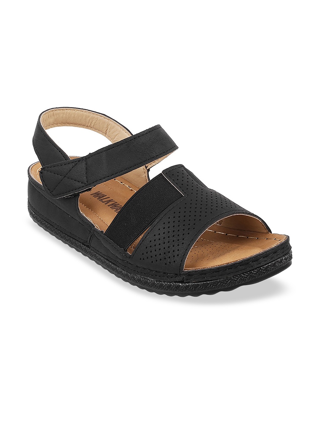 

WALKWAY by Metro Women Black Solid Comfort Heels with Perforated & Cut-Out Detail