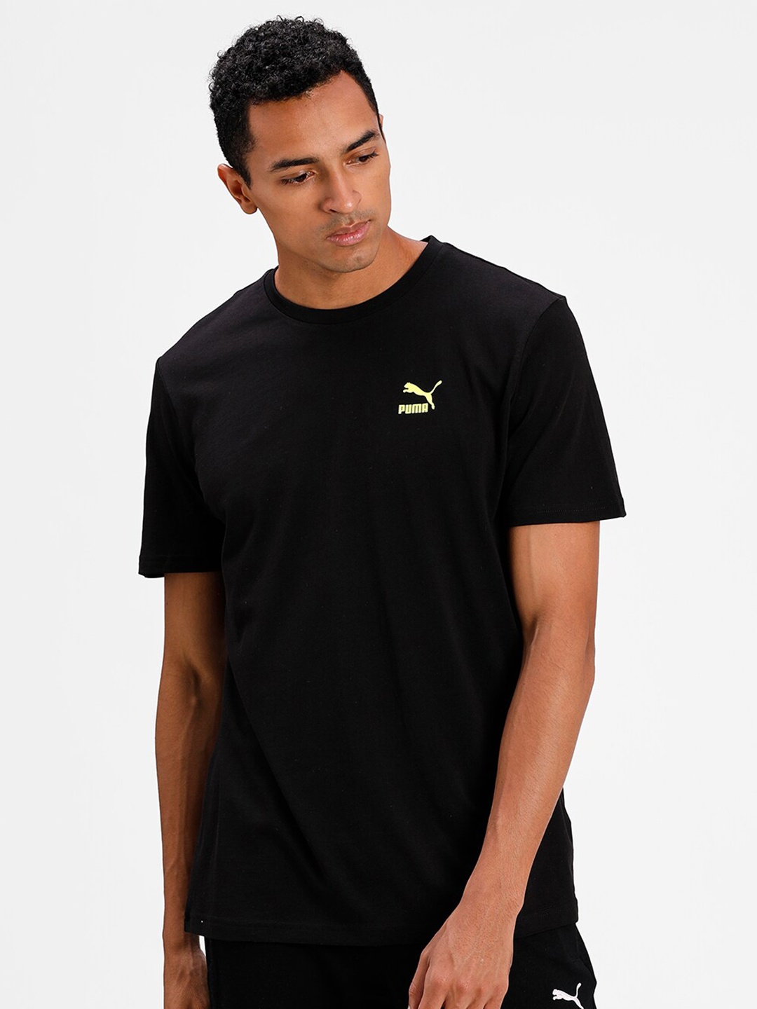 

Puma Men Black Graphic Printed Round Neck T-shirt