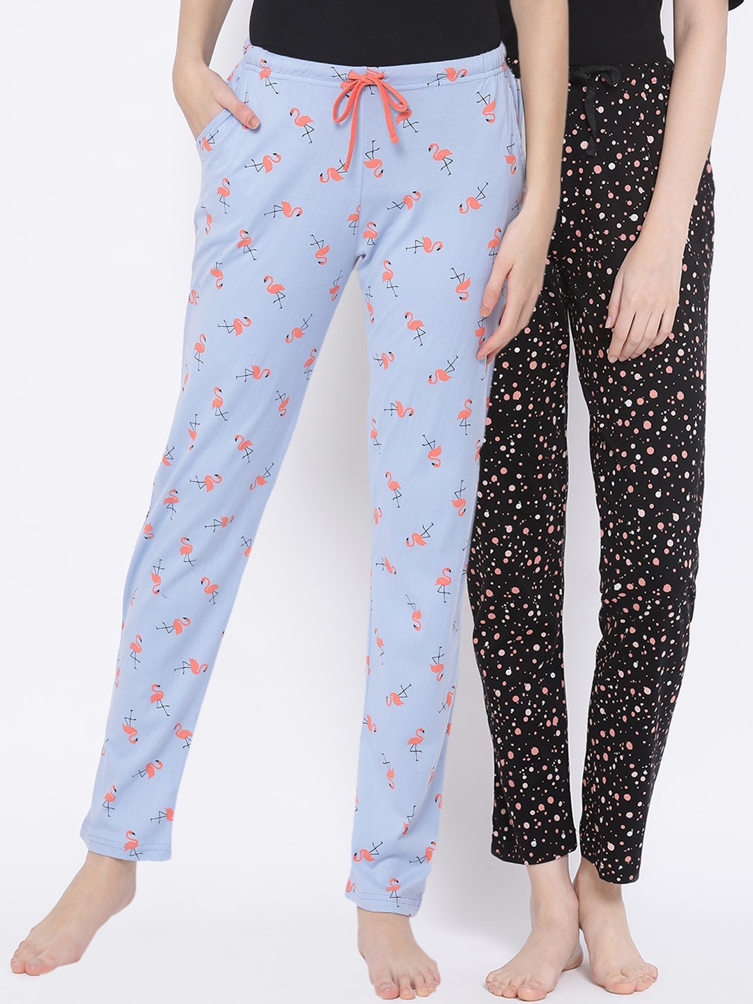 

Kanvin Women Pack of 2 Printed Pure Cotton Lounge Pants, Violet