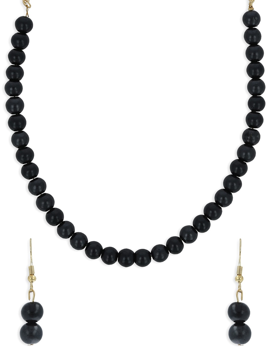 

AKSHARA Gold-Plated Black Beaded Handcrafted Jewellery Set
