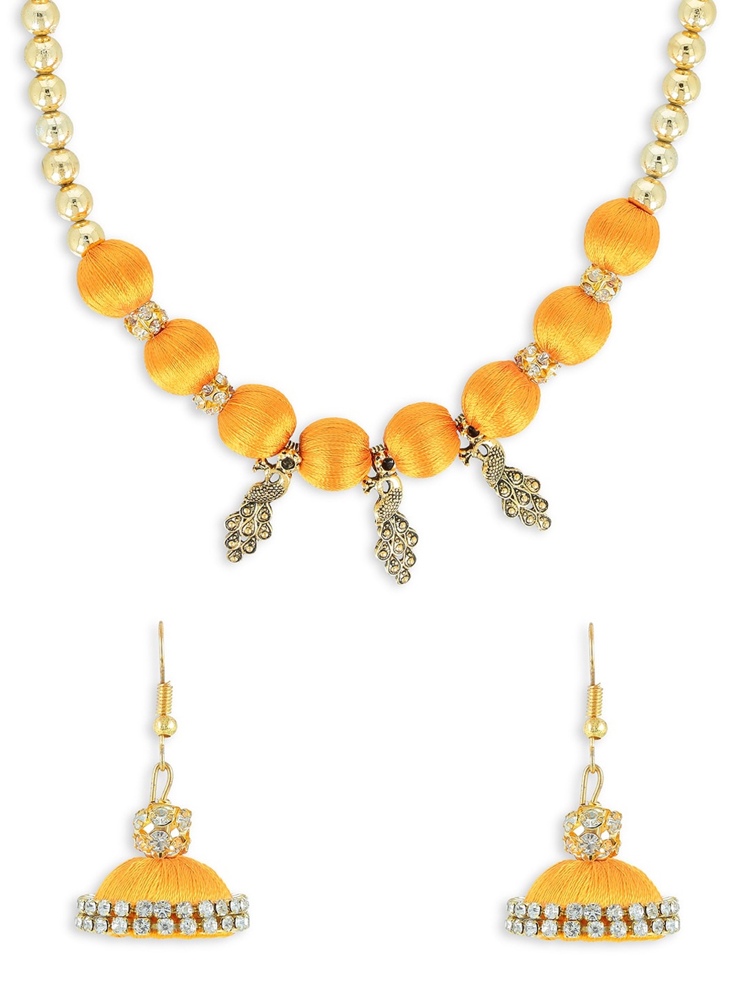 

AKSHARA Gold-Plated Yellow Beaded Handcrafted Jewellery Set