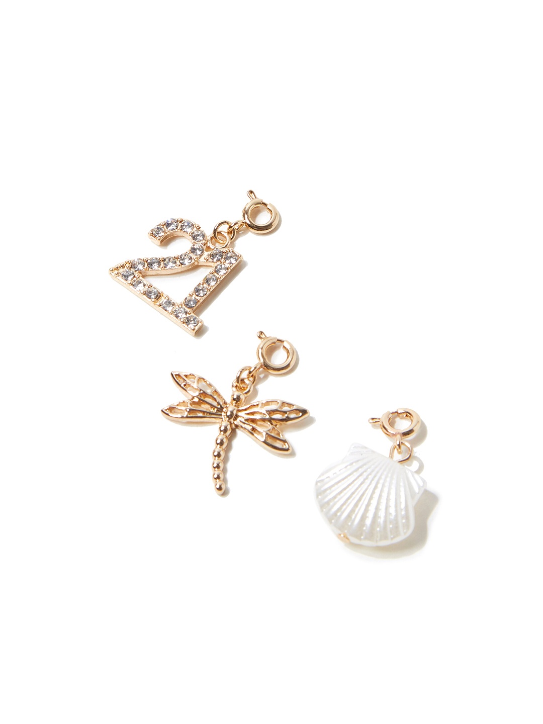 

FOREVER 21 Gold & White Set of 3 21 Dragonfly Charms