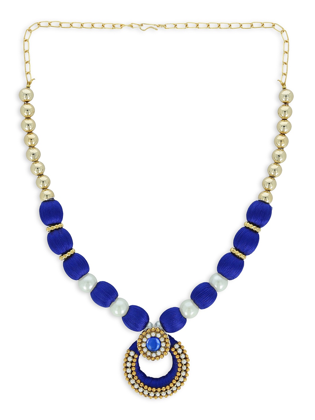 

AKSHARA Girls Gold-Toned & Blue Alloy Gold-Plated Handcrafted Necklace