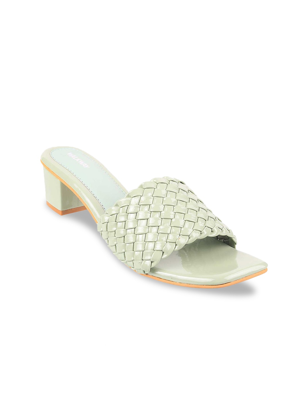 WALKWAY by Metro Women Mint Green Basket Woven Design Block Heels