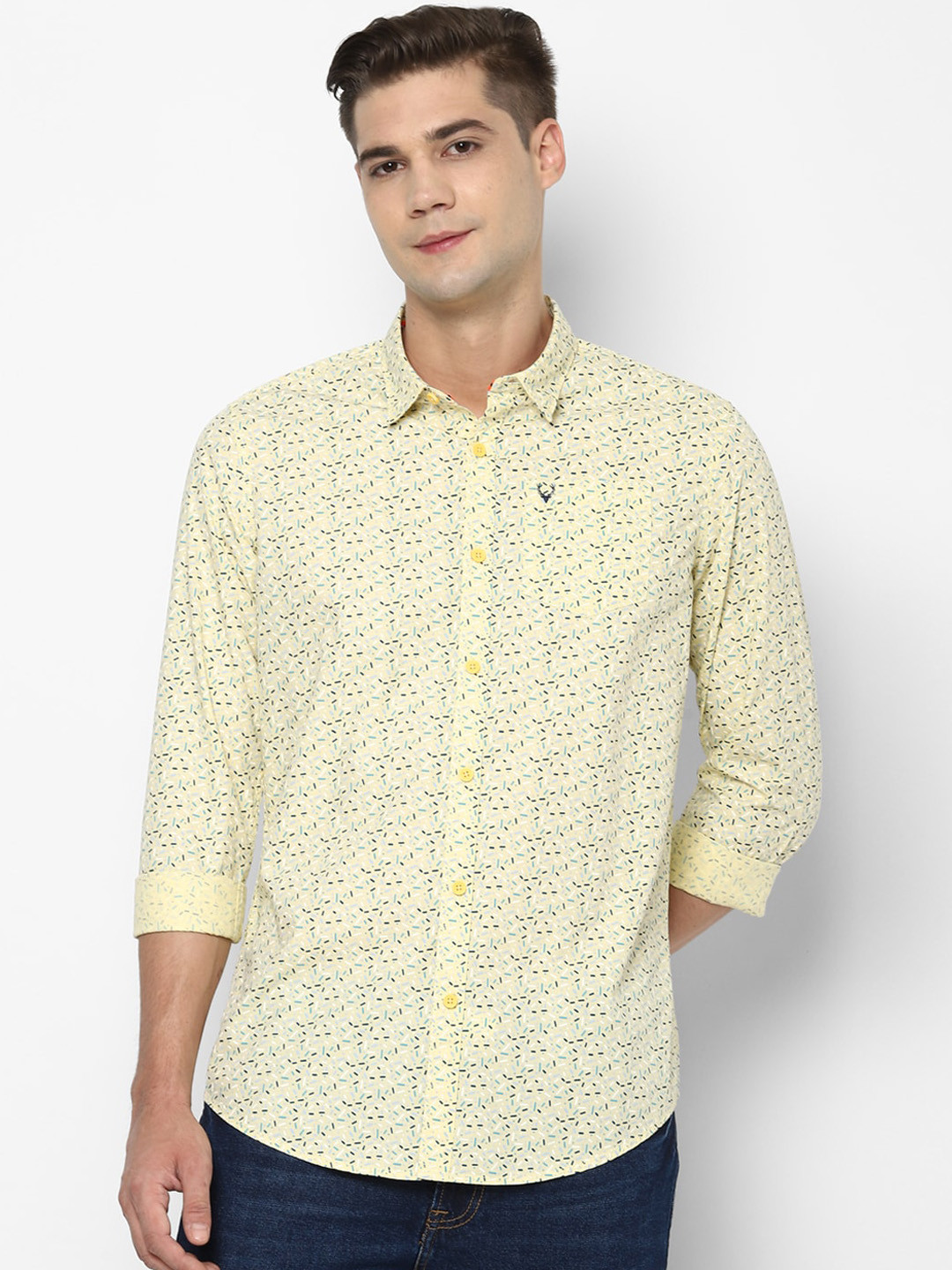 

Allen Solly Sport Men Yellow & Blue Regular Fit Printed Casual Shirt