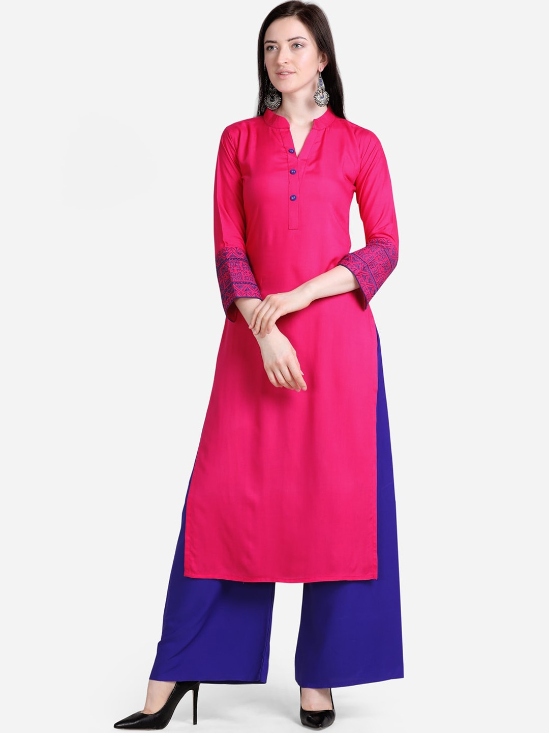 

Florence Women Pink & Blue Straight Kurta & Palazzos