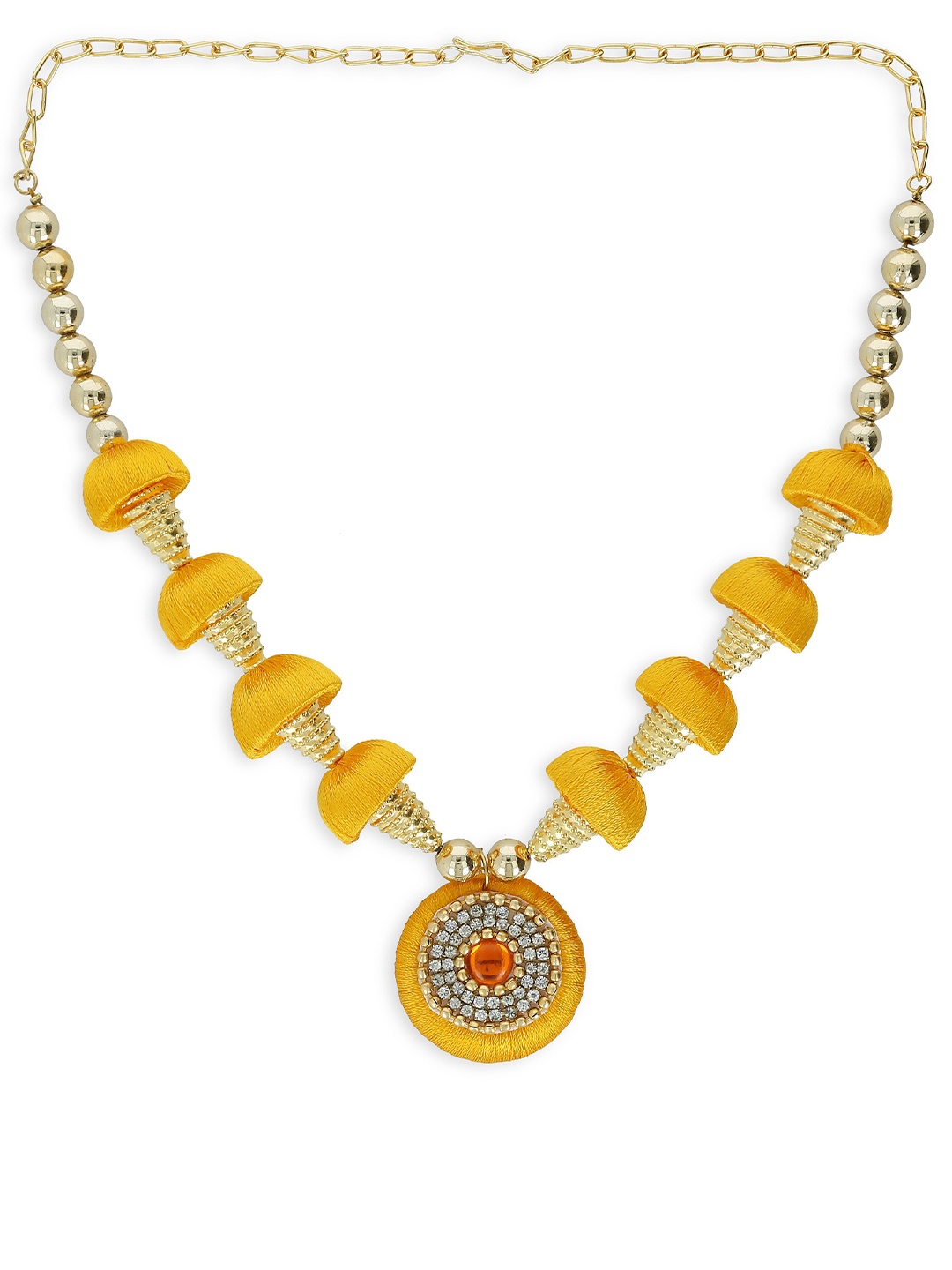 

AKSHARA Girls Gold-Toned & Yellow Alloy Gold-Plated Handcrafted Necklace