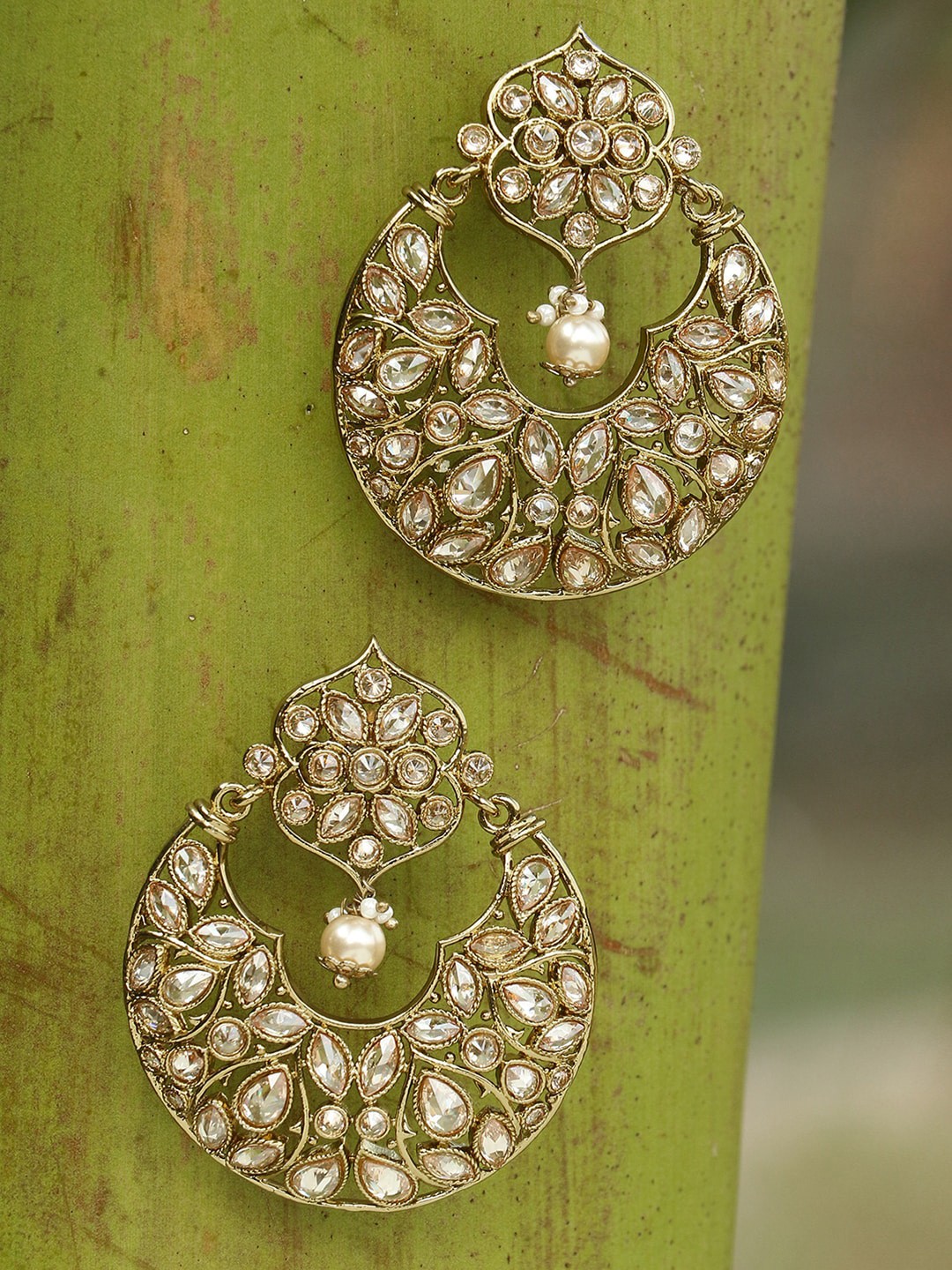 

Adwitiya Collection Gold-Toned Contemporary Chandbalis