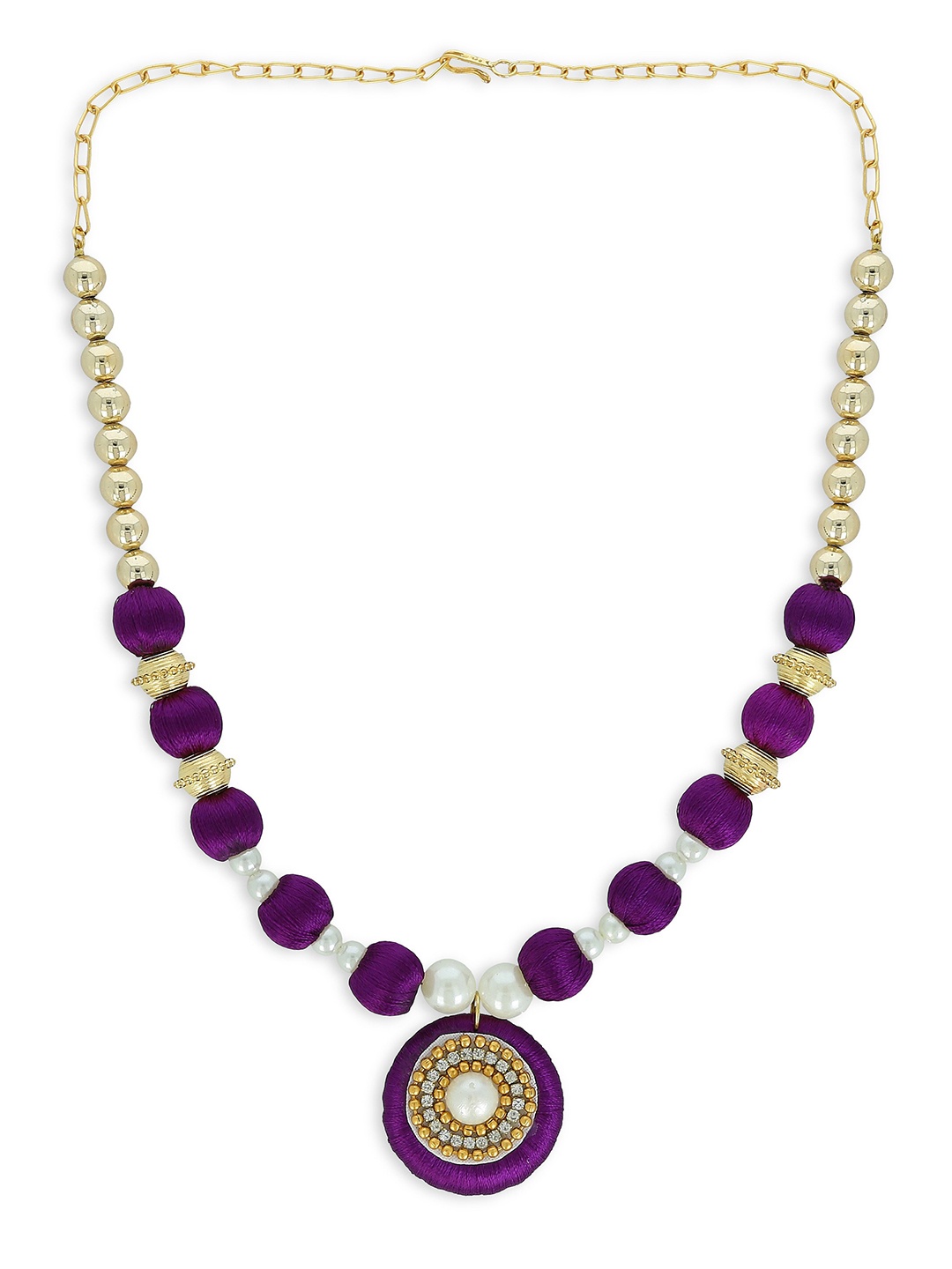 

AKSHARA Girls Gold-Plated & Purple Statement Handcrafted Necklace