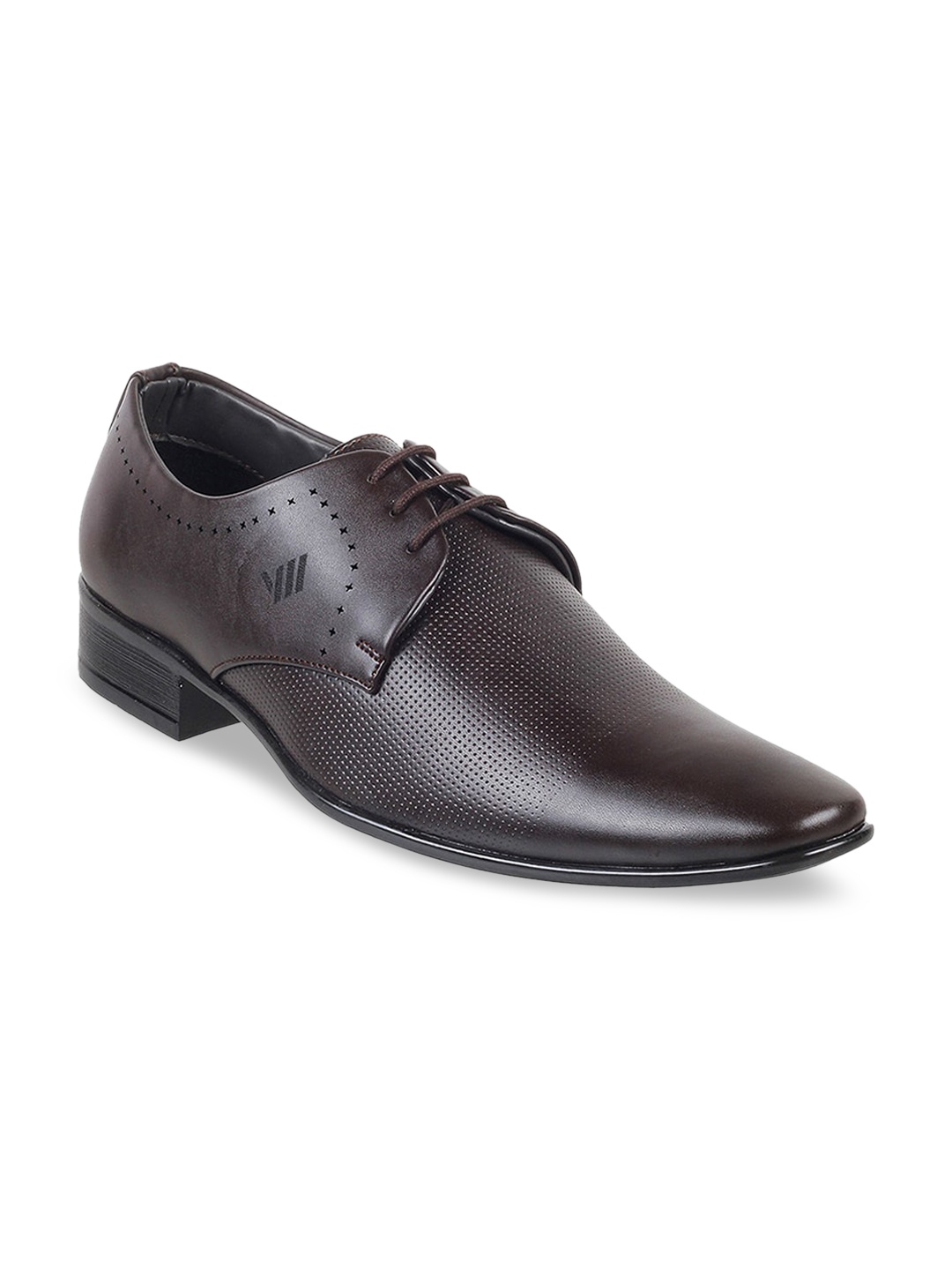 

WALKWAY by Metro Men Brown Textured Synthetic Formal Derbys