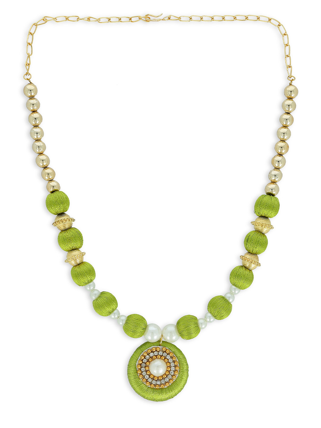 

AKSHARA Girls Gold-Plated & Green Alloy Handcrafted Necklace