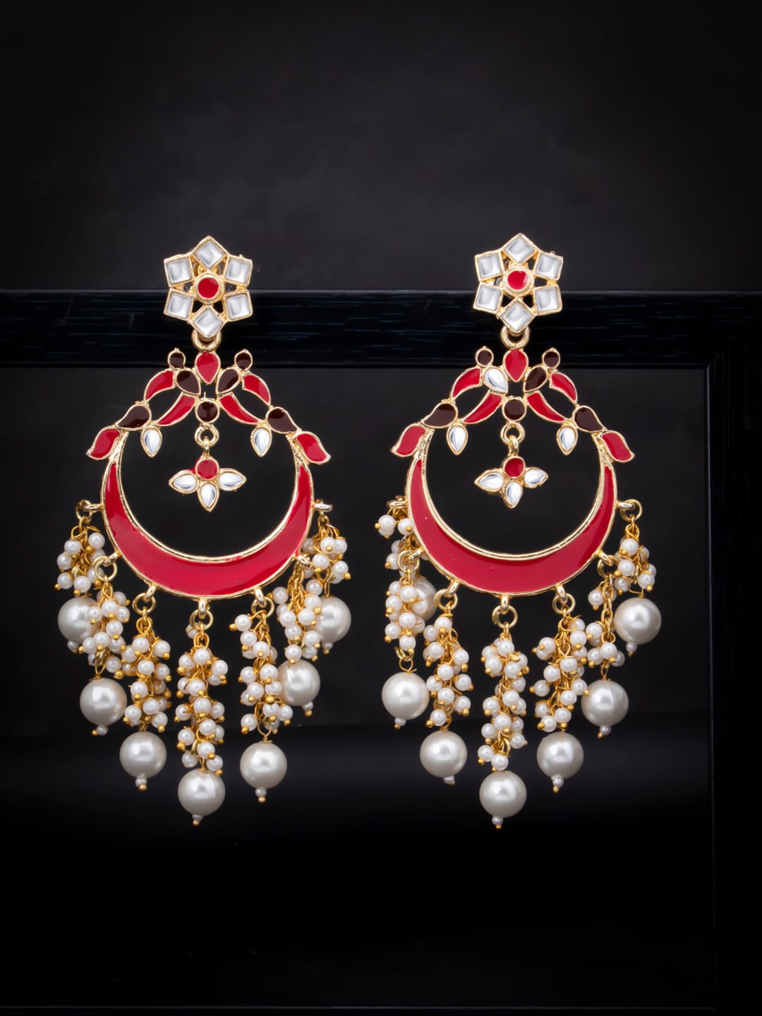 

Sukkhi Pink & Gold-Toned Contemporary Drop Earrings