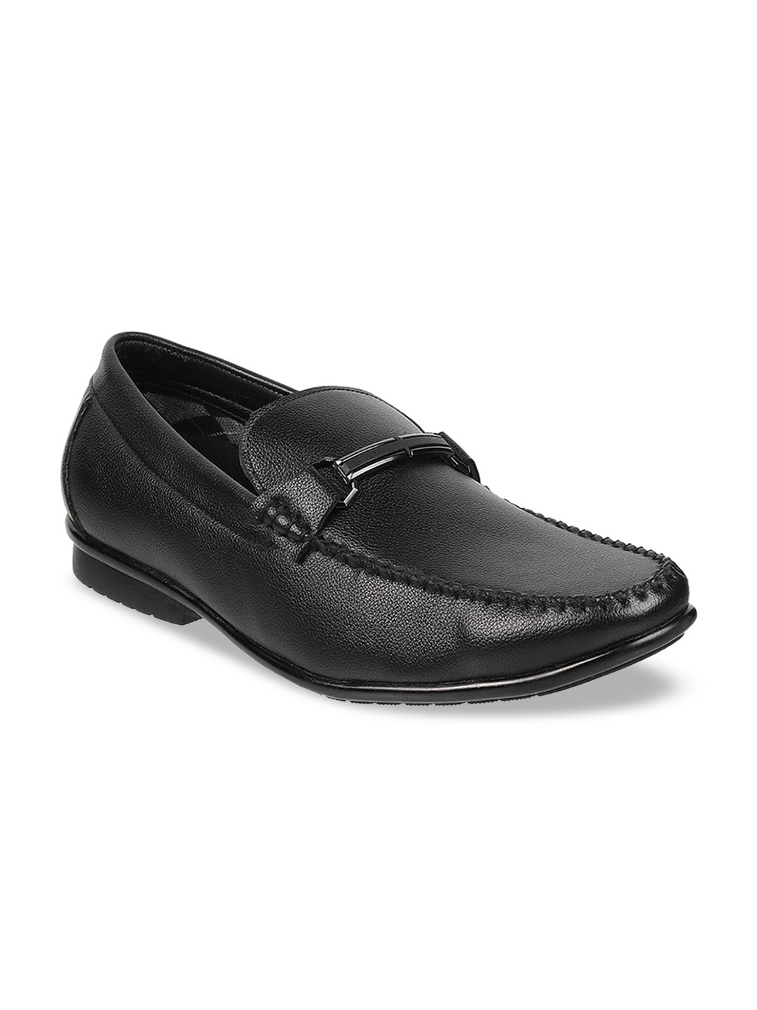 

WALKWAY by Metro Men Black Textured Formal Loafers