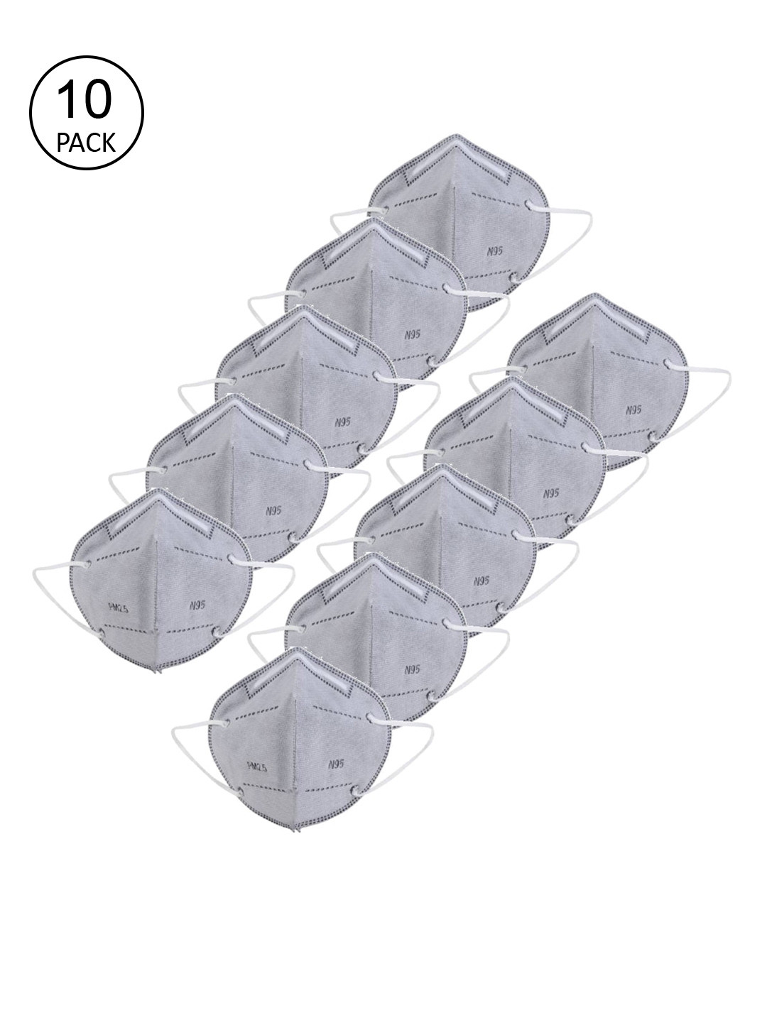

Lioncrown Unisex Pack Of 10 Grey Solid 5-Ply Reusable N95 Masks