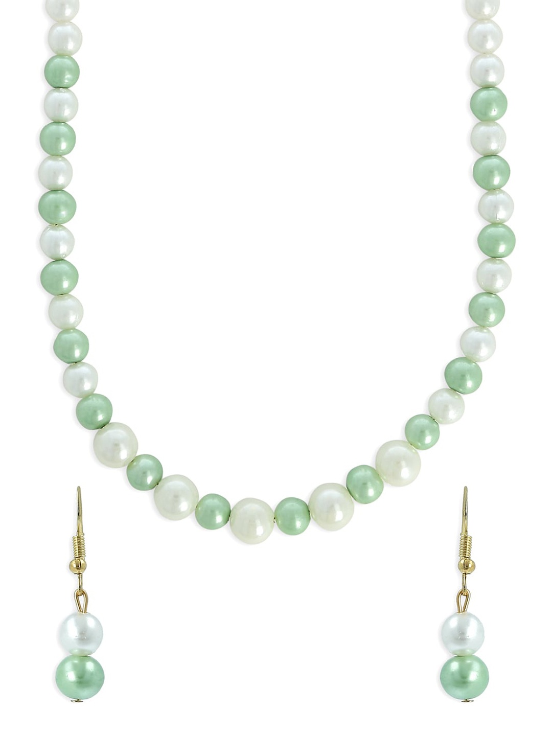 

AKSHARA Gold-Plated Green & White Handcrafted Jewellery Set