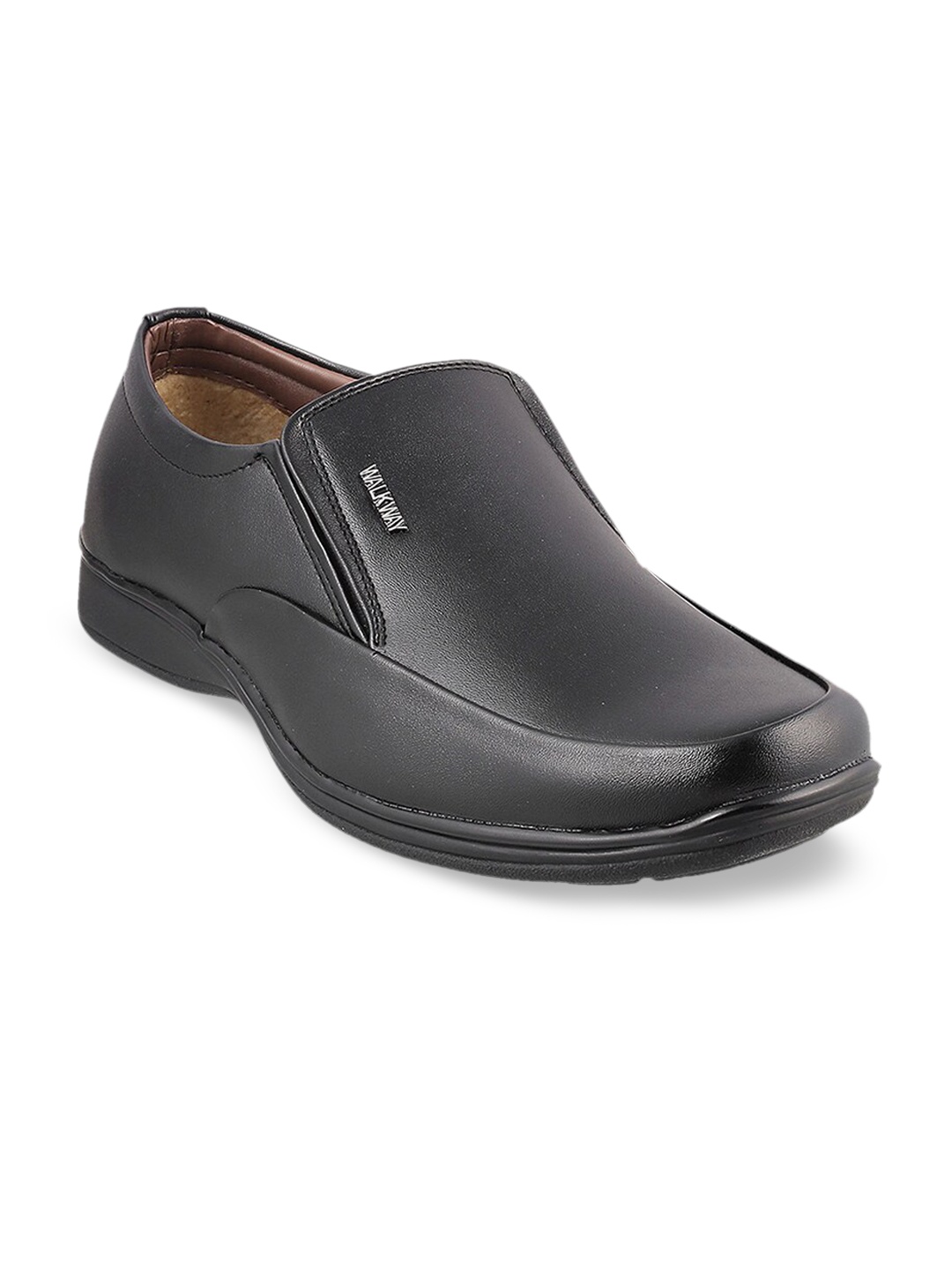 

WALKWAY by Metro Men Black Textured Formal Slip-Ons