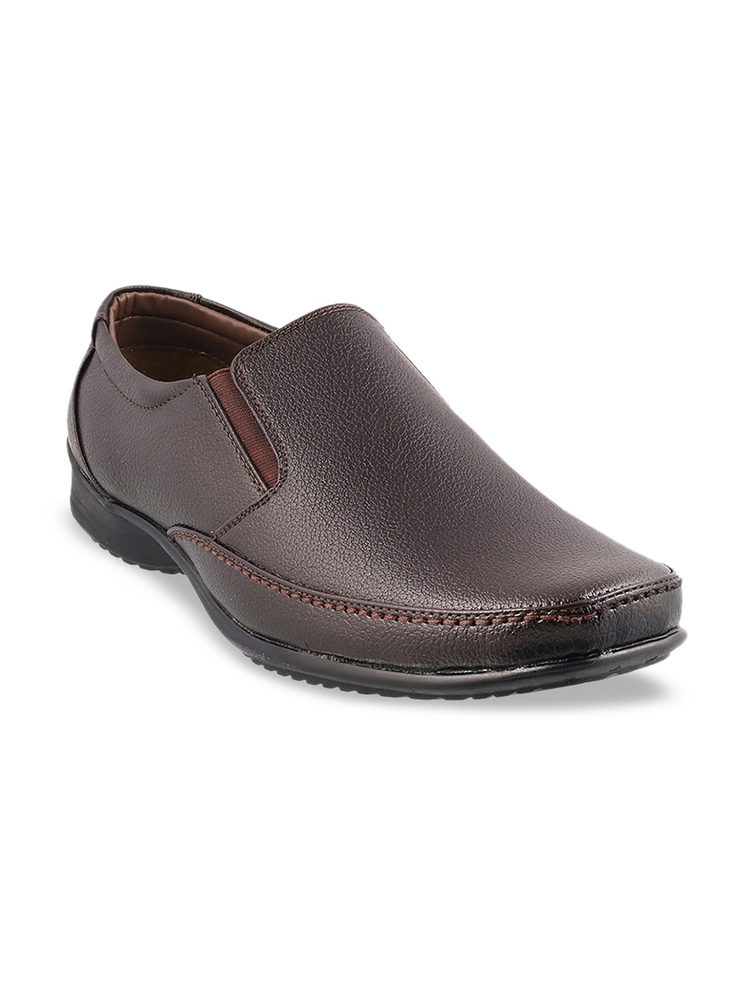 

WALKWAY by Metro Men Brown Textured Formal Slip-Ons