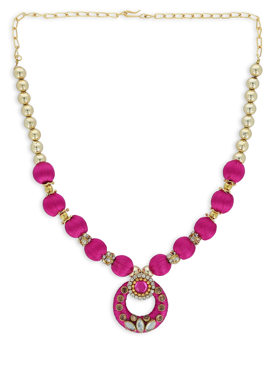 

AKSHARA Girls Gold-Plated & Pink Handcrafted Necklace
