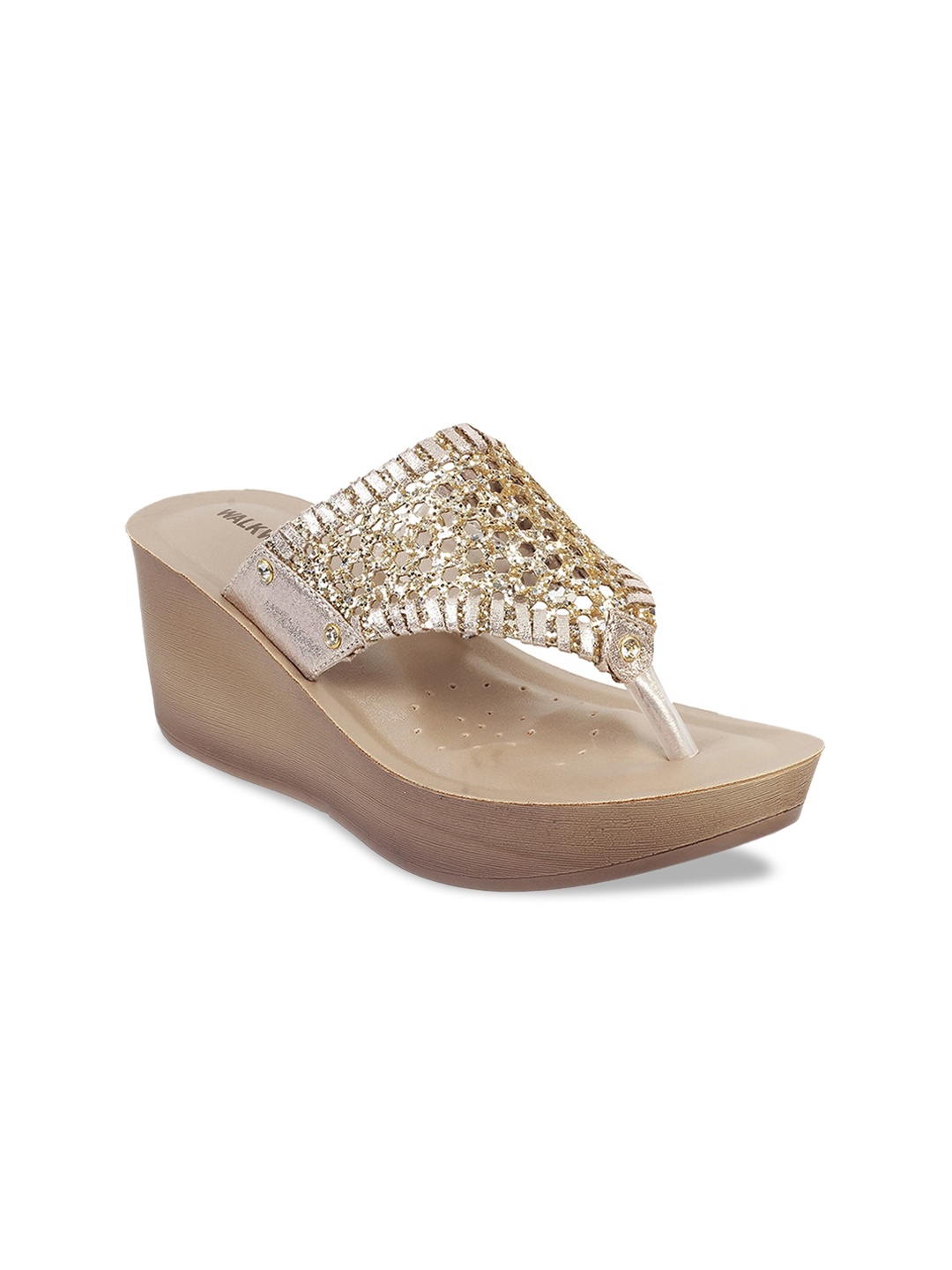 

WALKWAY by Metro Women Gold-Toned Embellished Wedges