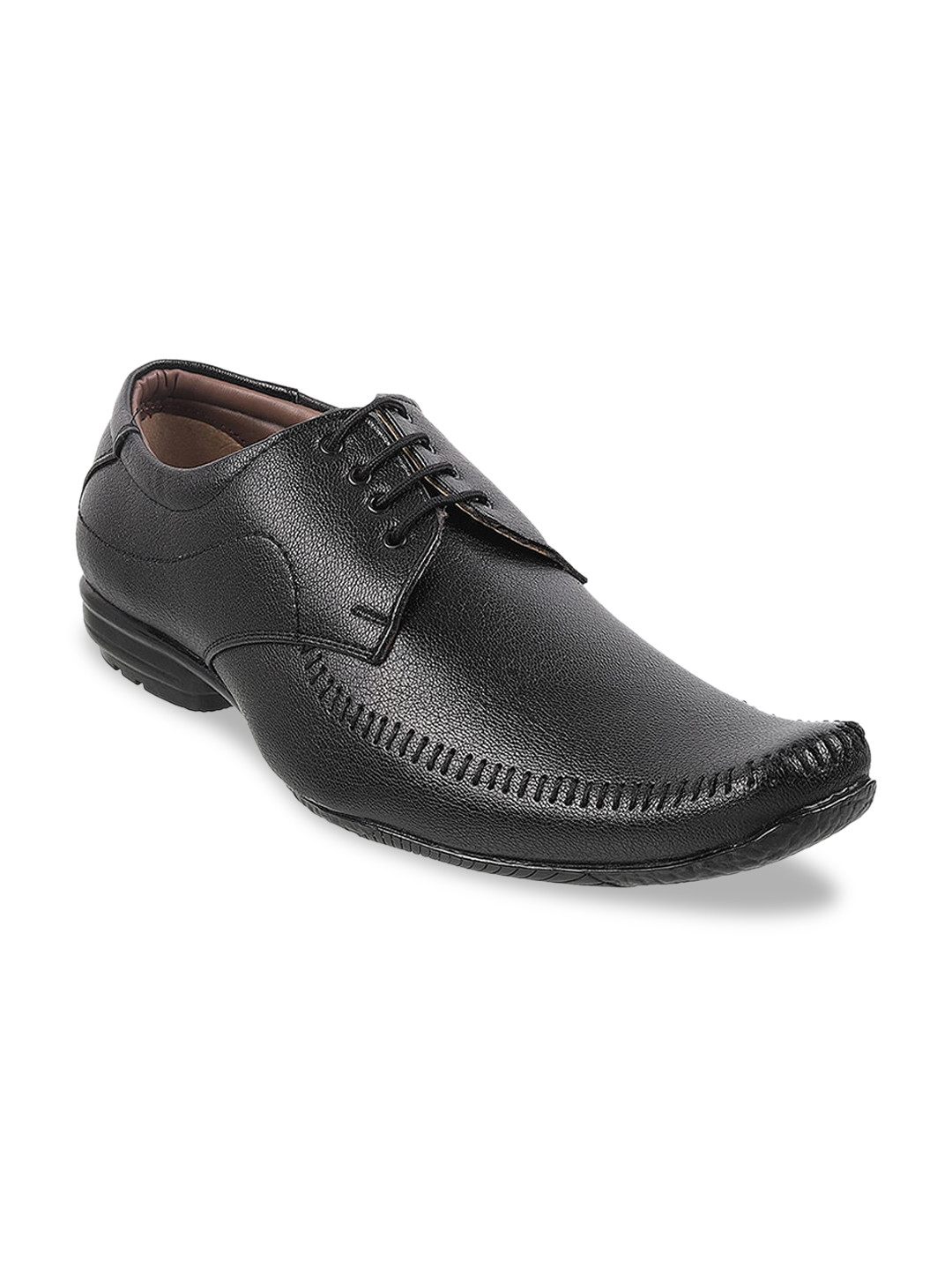 

WALKWAY by Metro Men Black Textured Synthetic Formal Derbys