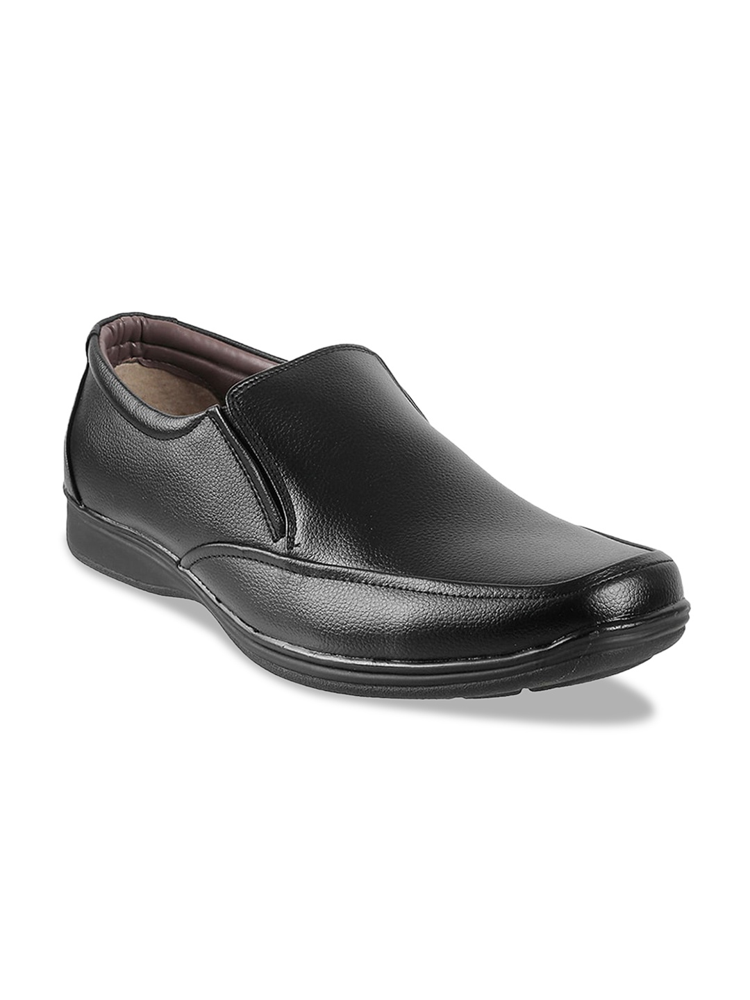 

WALKWAY by Metro Men Black Textured Formal Slip-Ons
