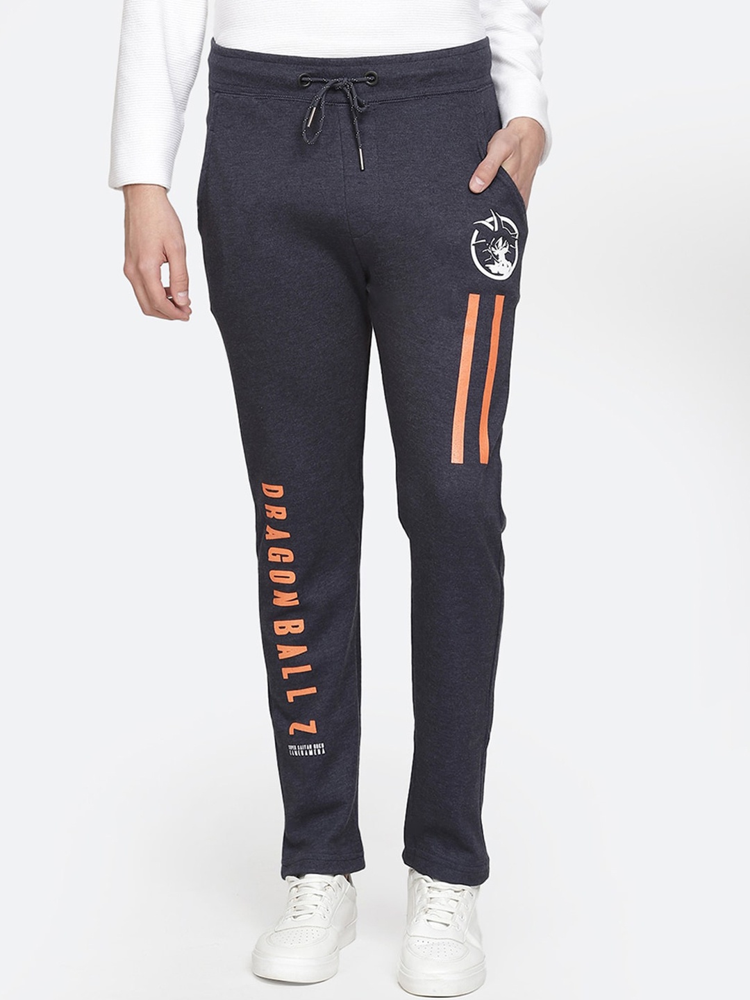 

Free Authority Men Navy Blue & Orange Dragon Ball Z Printed Pure Cotton Track Pants