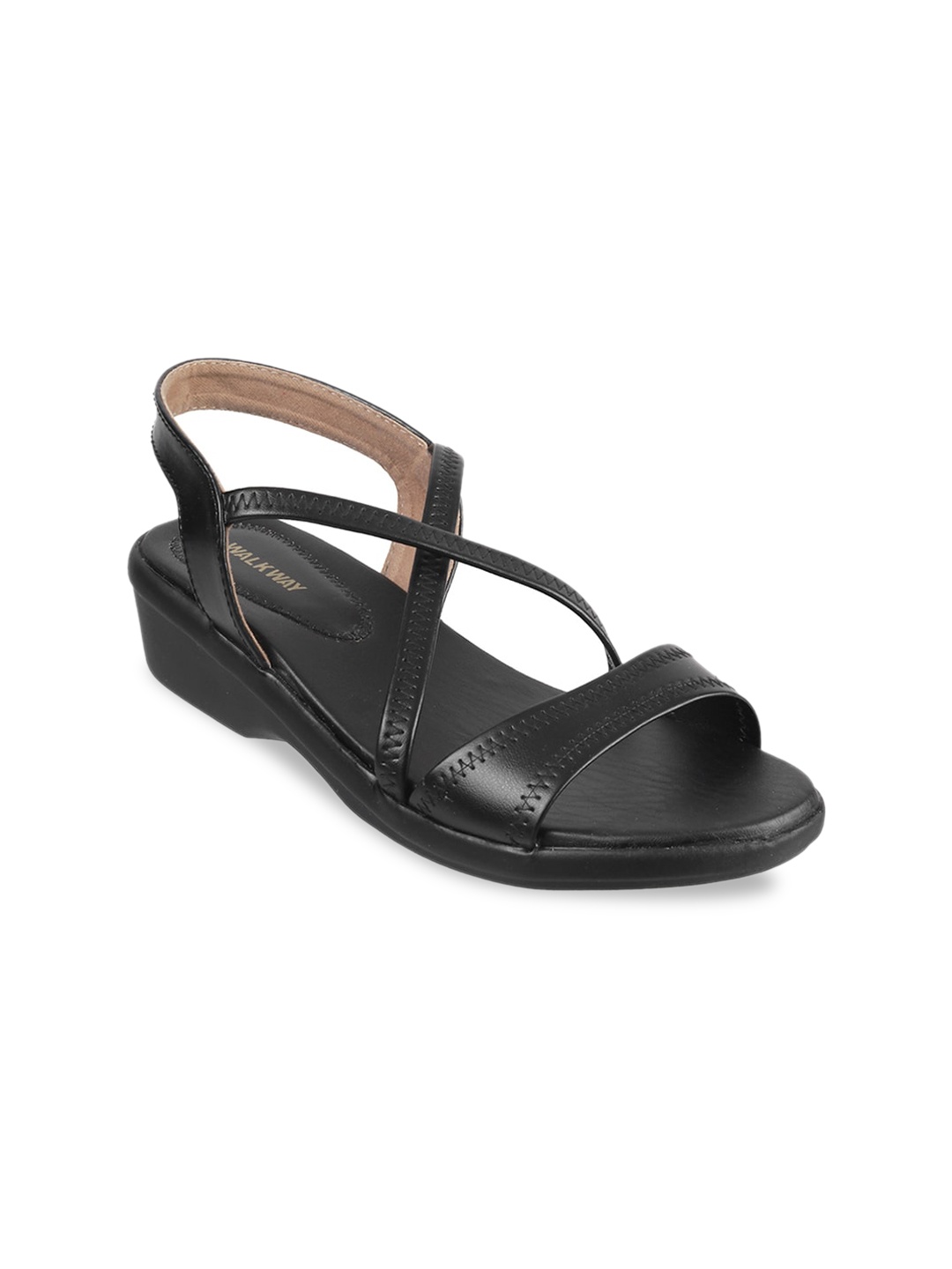

WALKWAY by Metro Women Black Solid Comfort Heels with Criss-Cross Detail