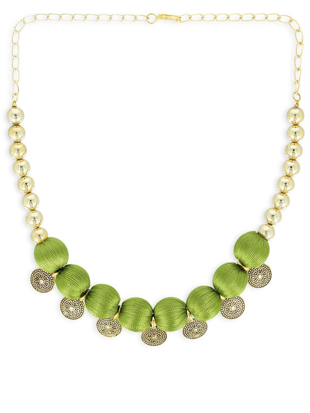 

AKSHARA Girls Green Alloy Gold-Plated Handcrafted Necklace