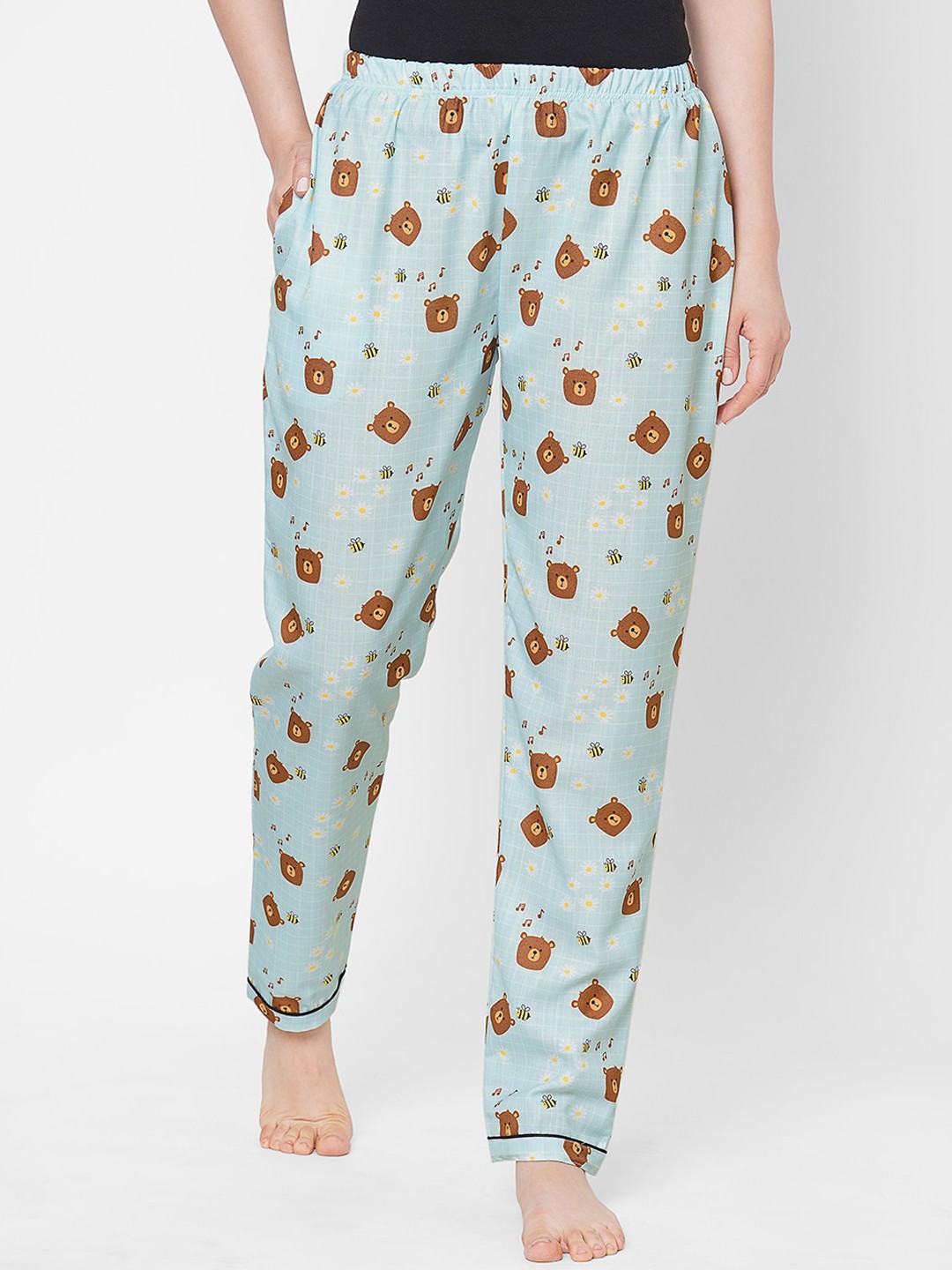 

FashionRack Women Turquoise Blue & Brown Printed Lounge Pants