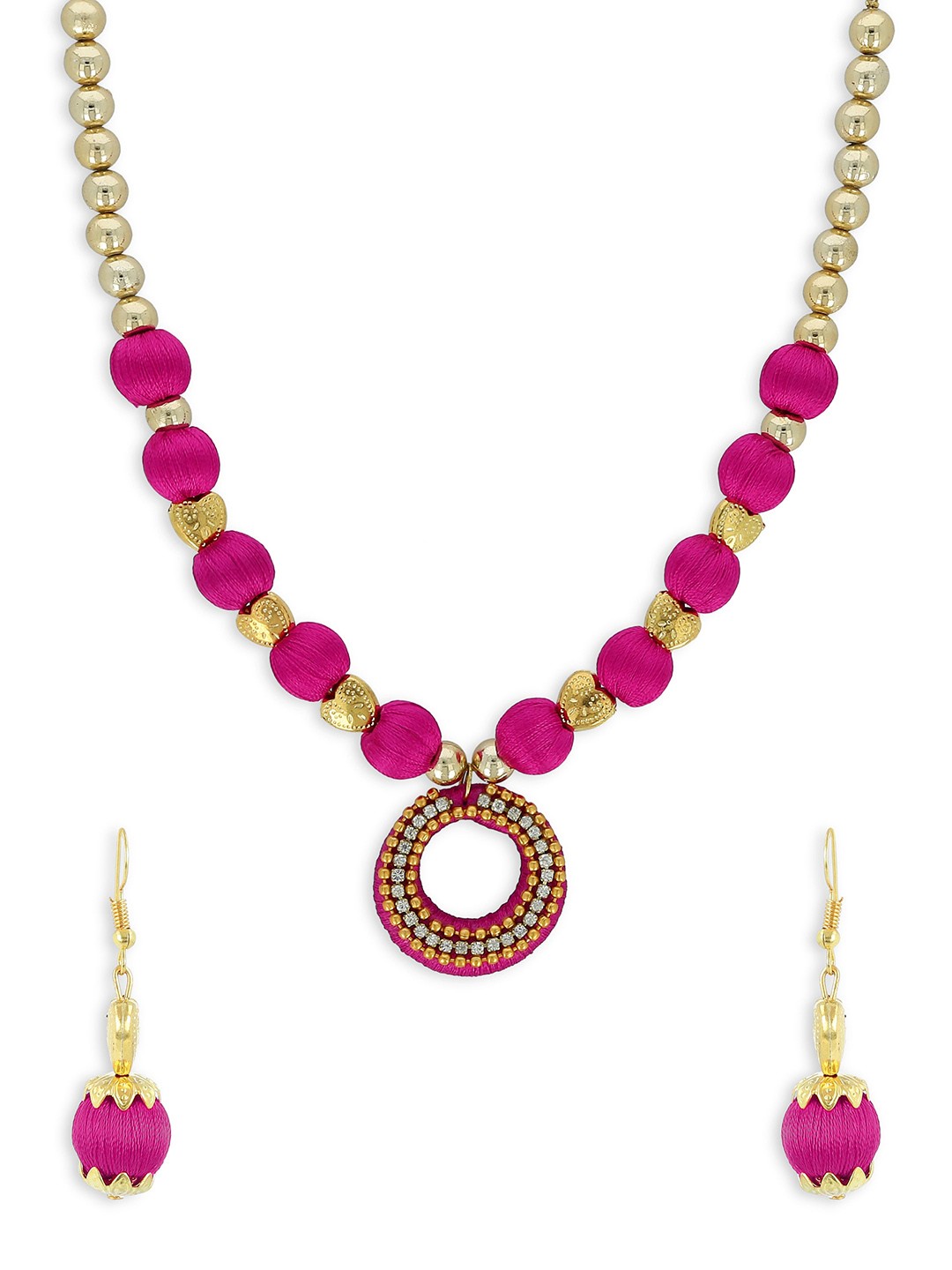 

AKSHARA Gold-Plated Pink Handcrafted Jewellery Set