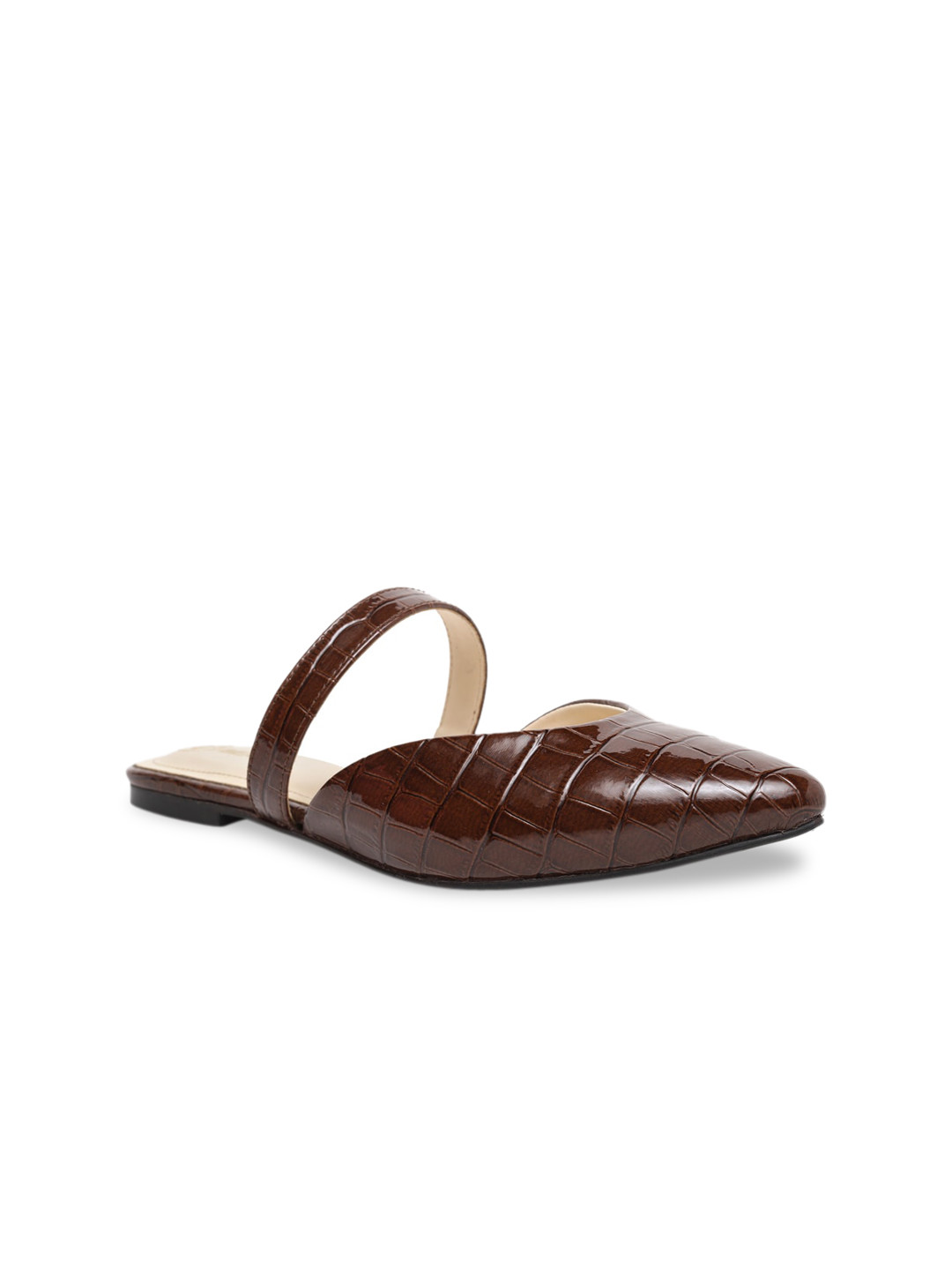 

BEAVER Women Brown Mules with Buckles Flats