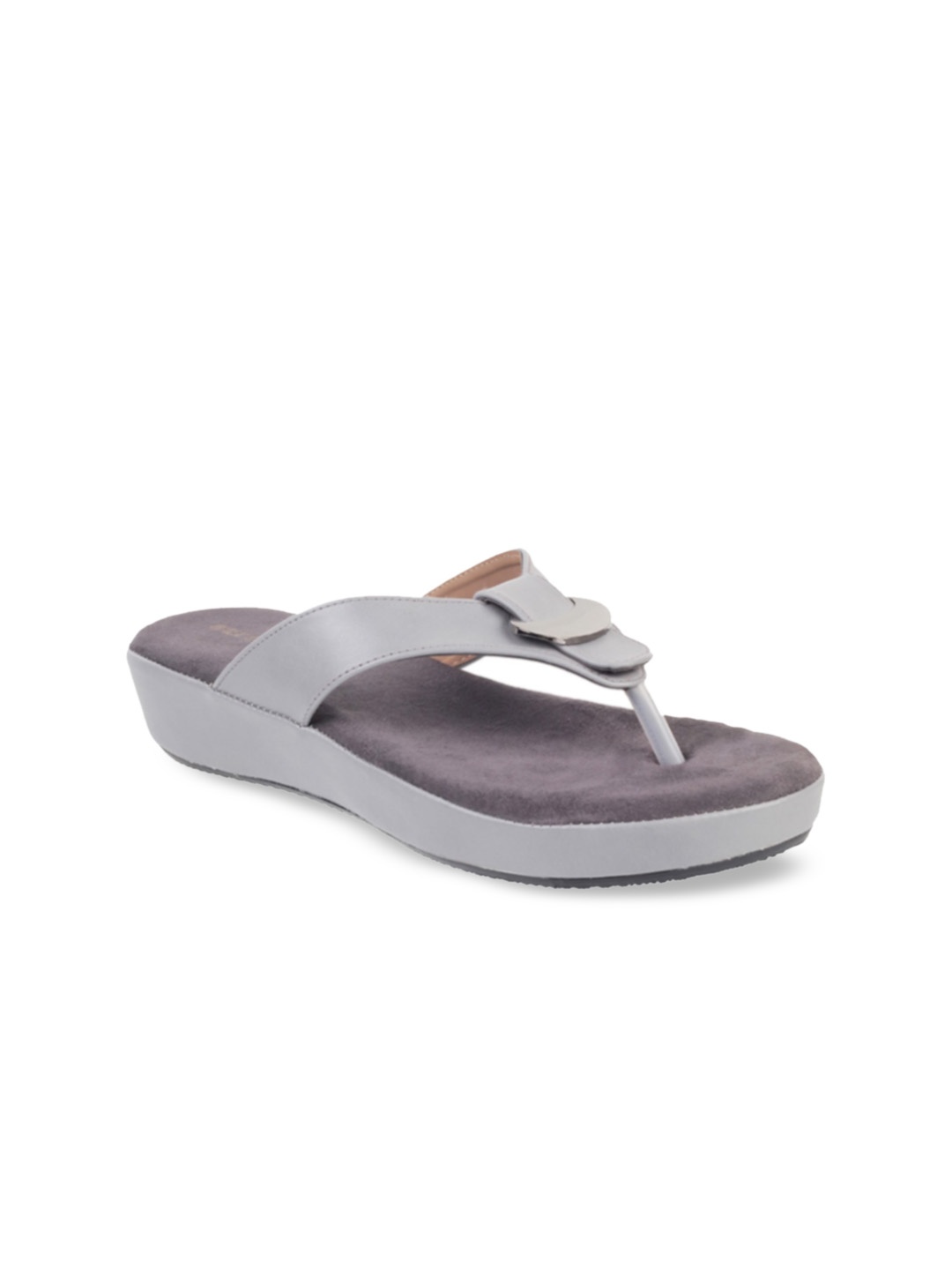 

WALKWAY by Metro Women Grey Solid Flatforms with Metallic Detail