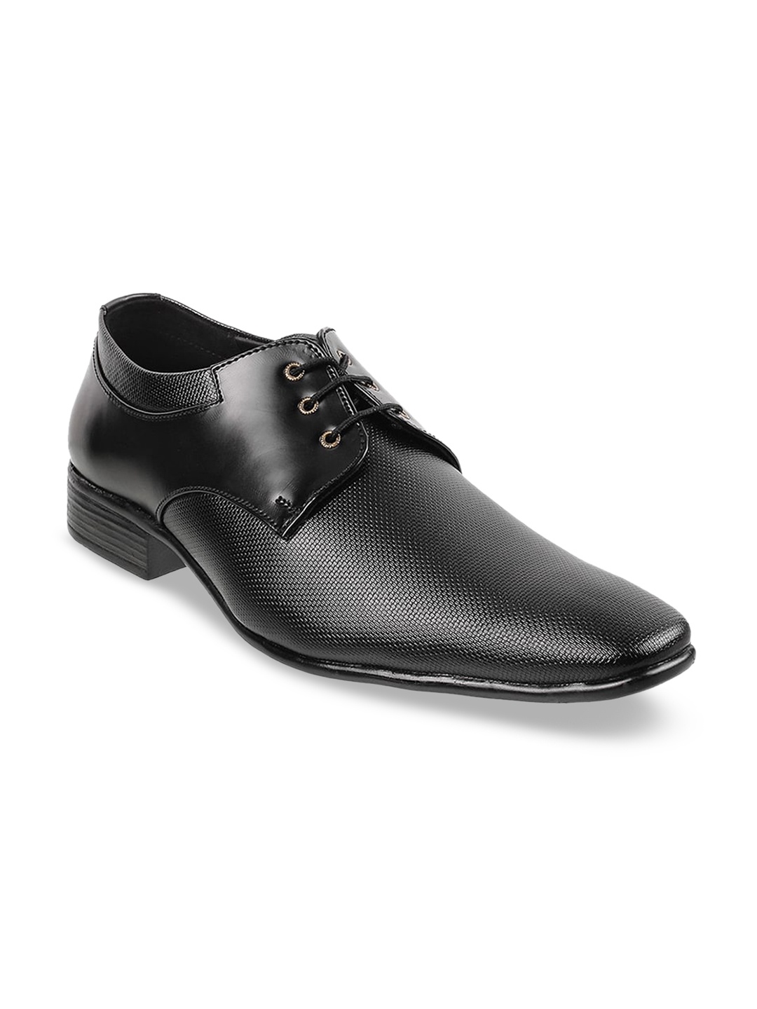 

WALKWAY by Metro Men Black Textured Formal Derbys