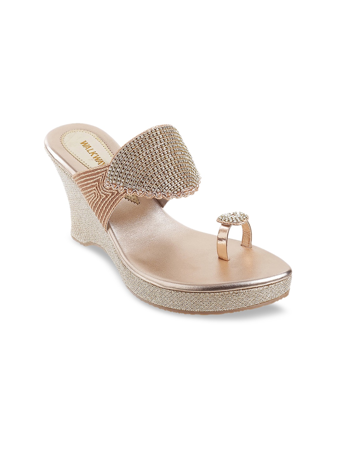 

WALKWAY by Metro Women Gold-Toned Embellished Wedges